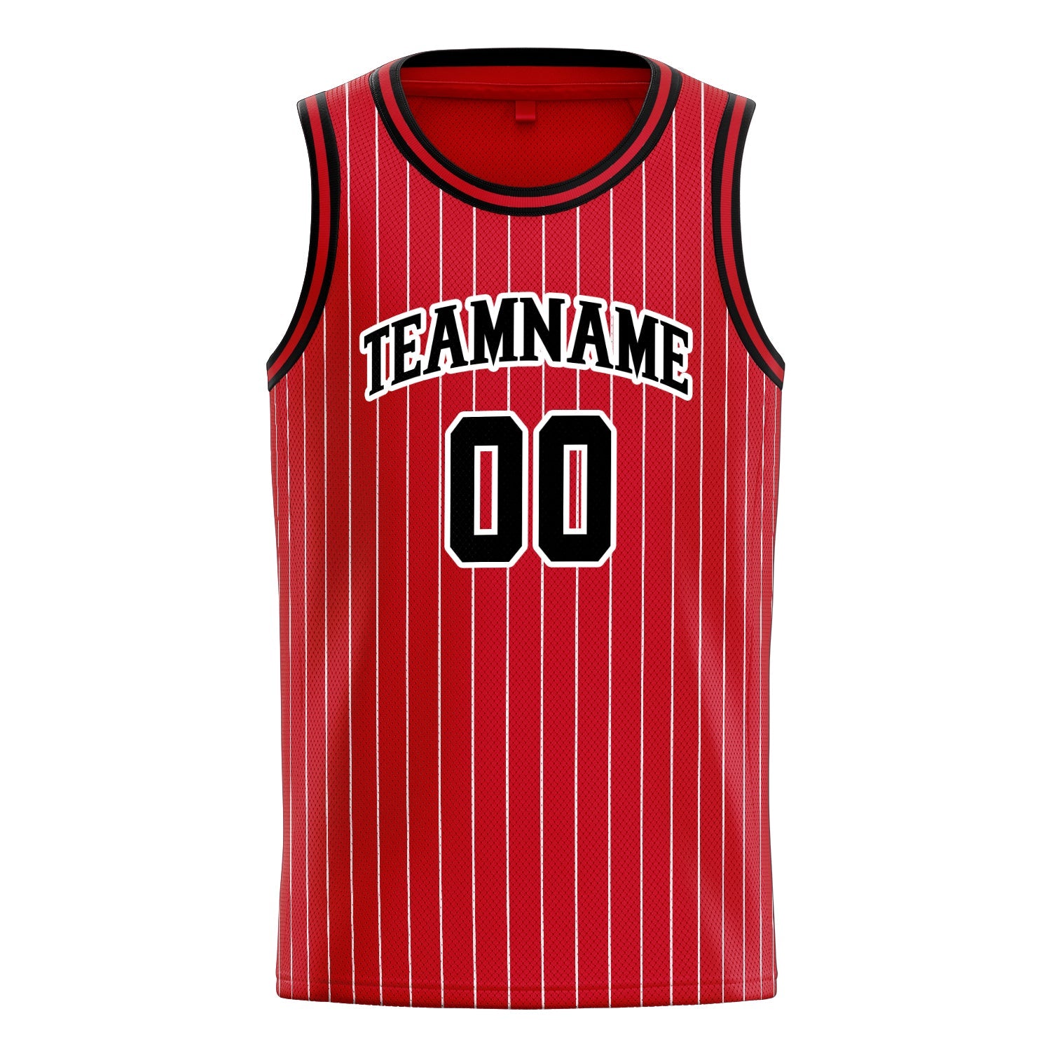 Custom Red Black White-Pinstripe Basketball Jersey