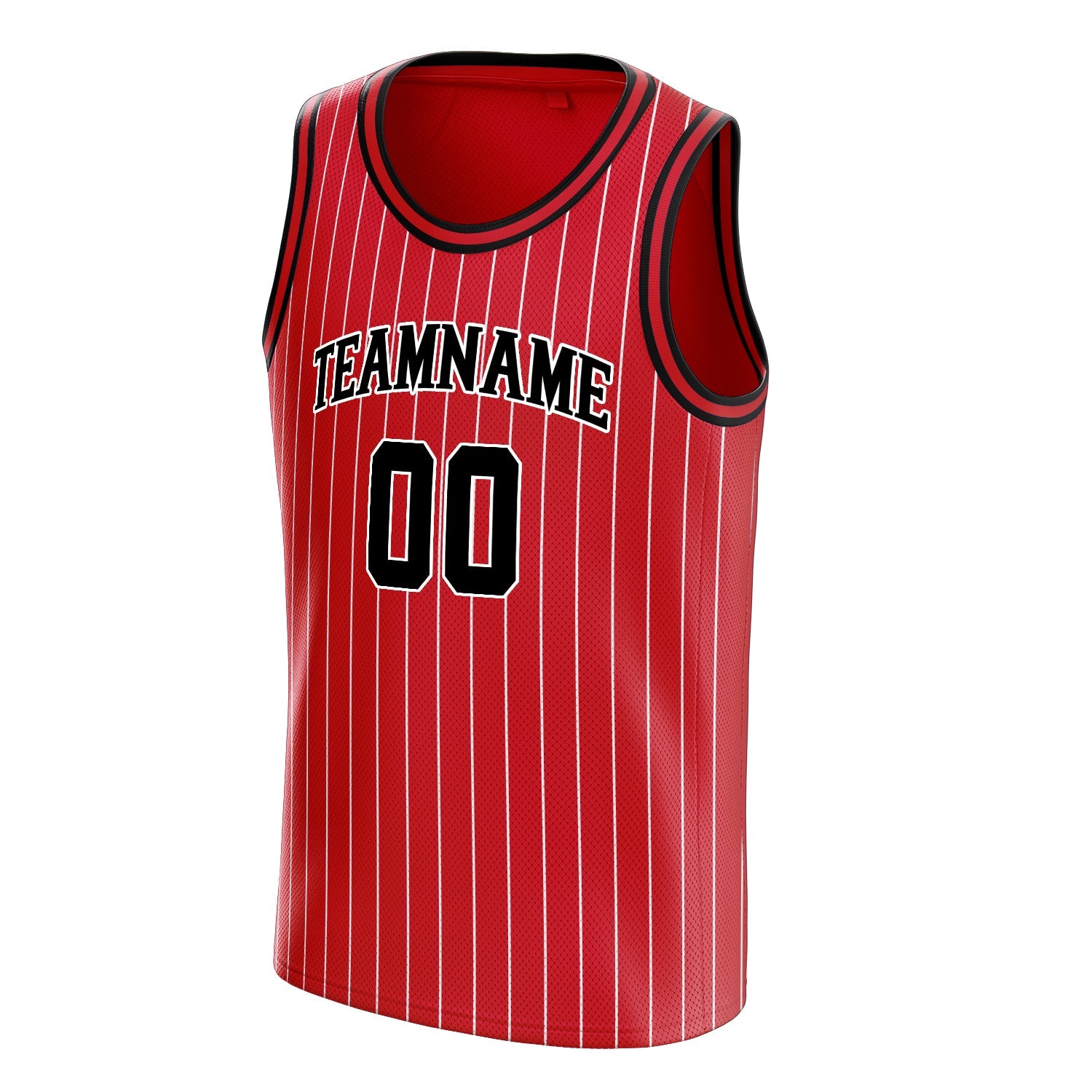 Custom Red Black White-Pinstripe Basketball Jersey