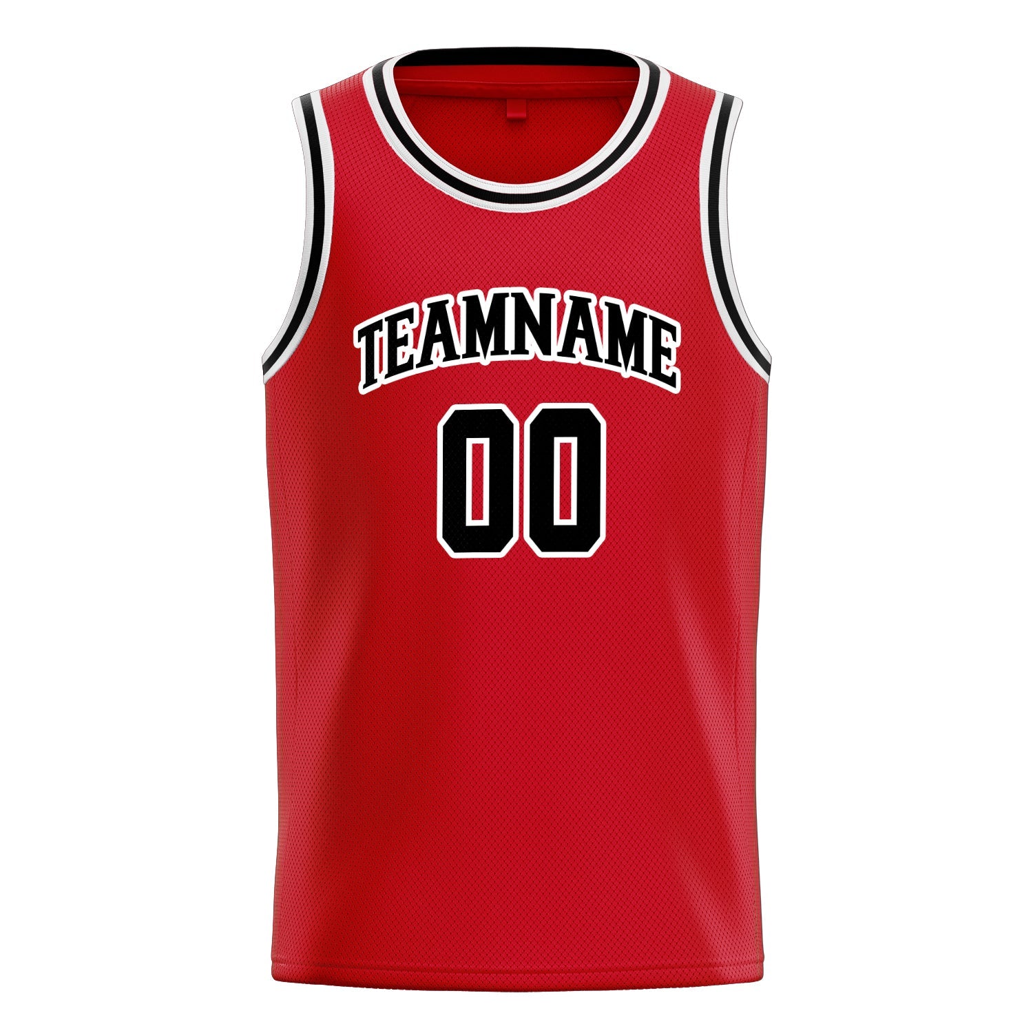 Custom Red Black Solid-Color Basketball Jersey