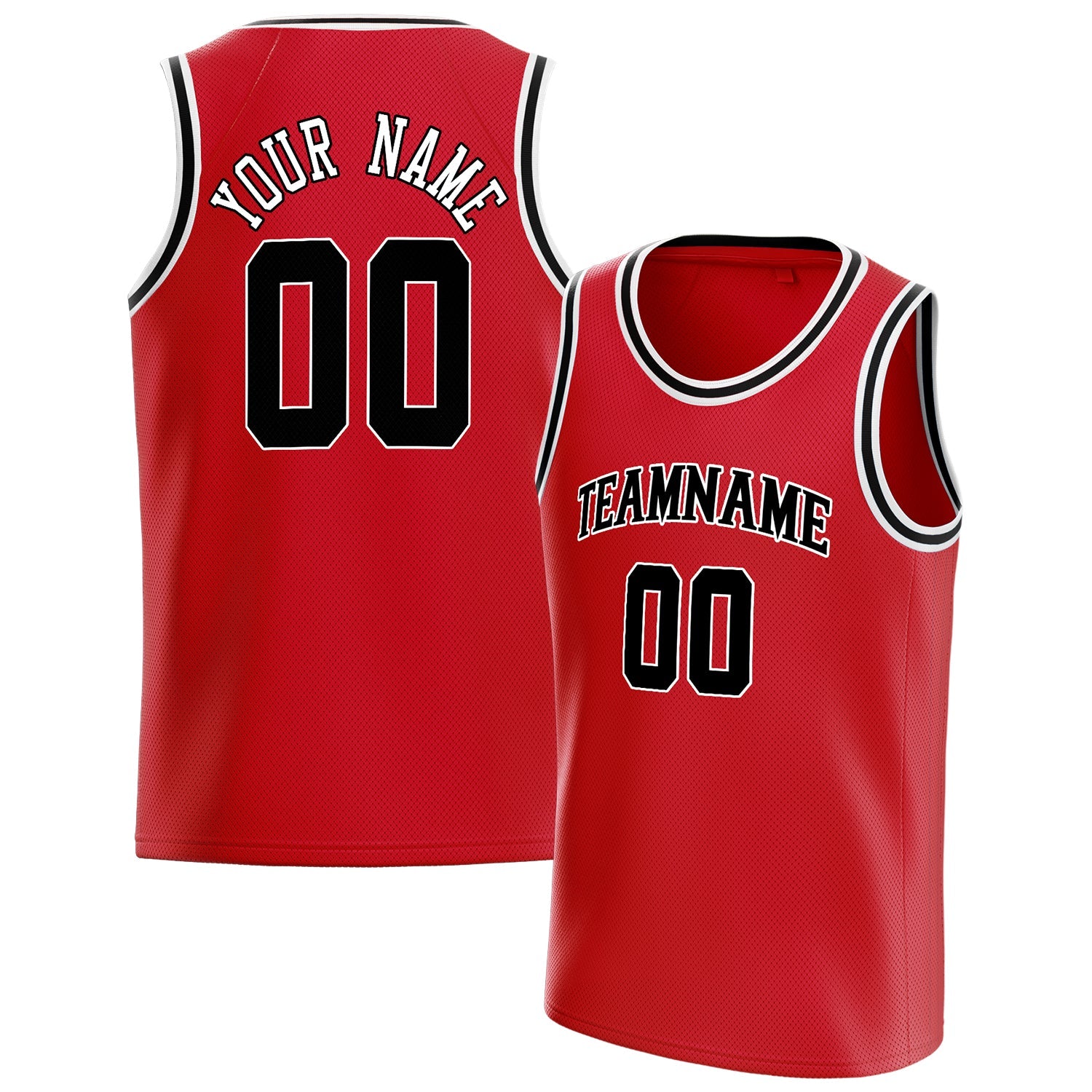 Custom Red Black Solid-Color Basketball Jersey