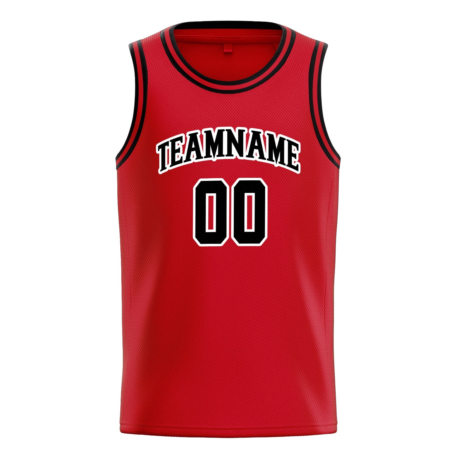 Custom Red Black Solid-Color Basketball Jersey