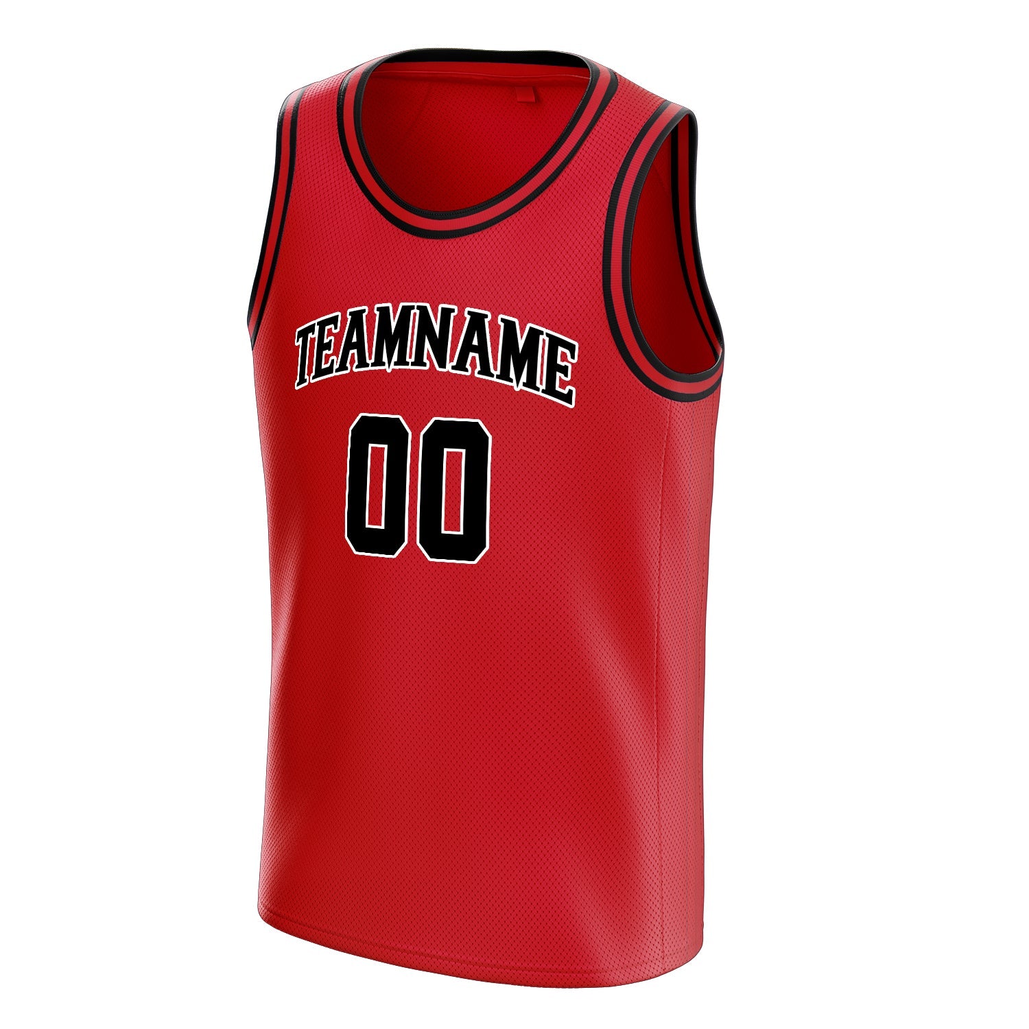 Custom Red Black Solid-Color Basketball Jersey