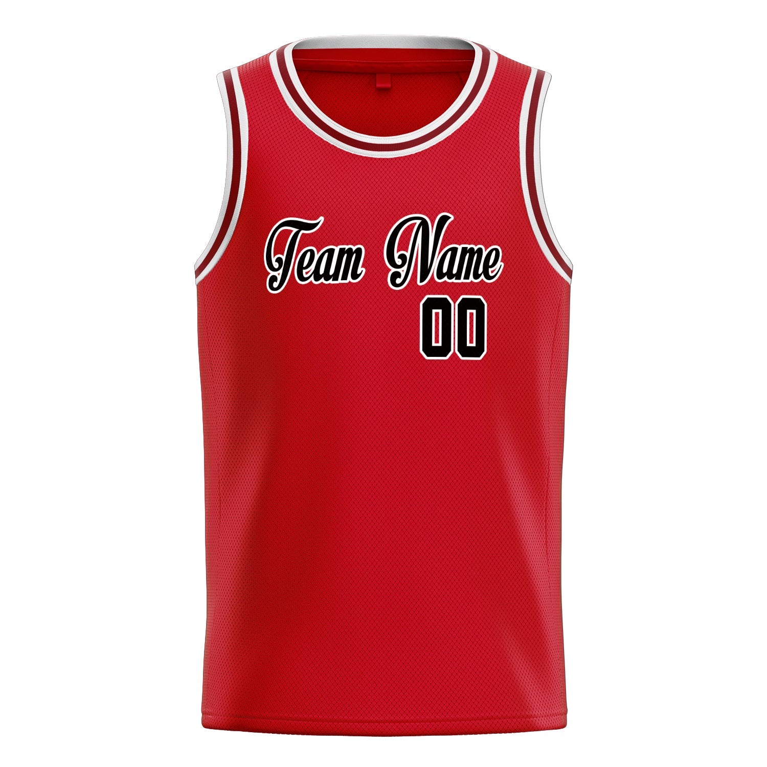 Custom Red Black Solid-Color Basketball Jersey