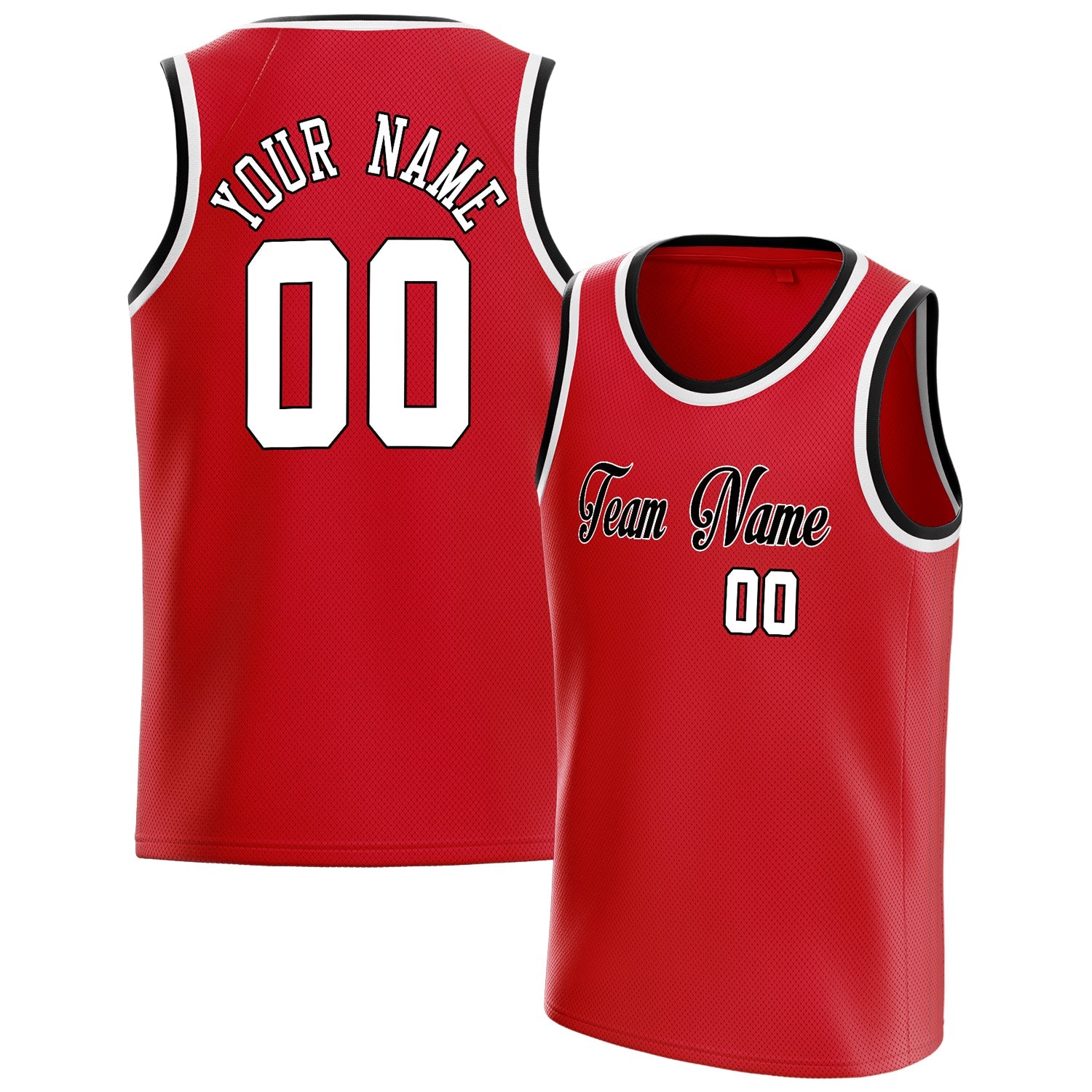 Custom Red White Solid-Color Basketball Jersey