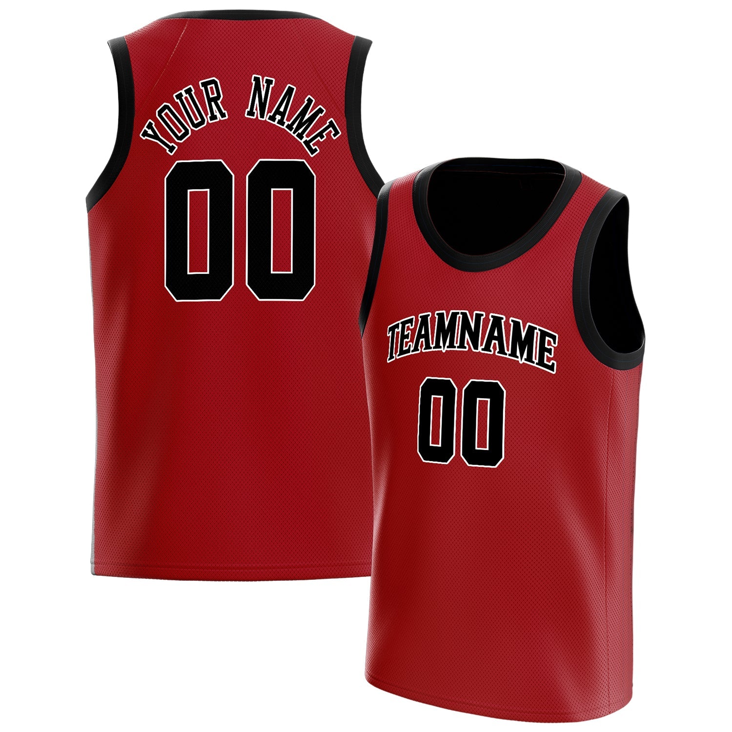 Custom Red Black Solid-Color Basketball Jersey