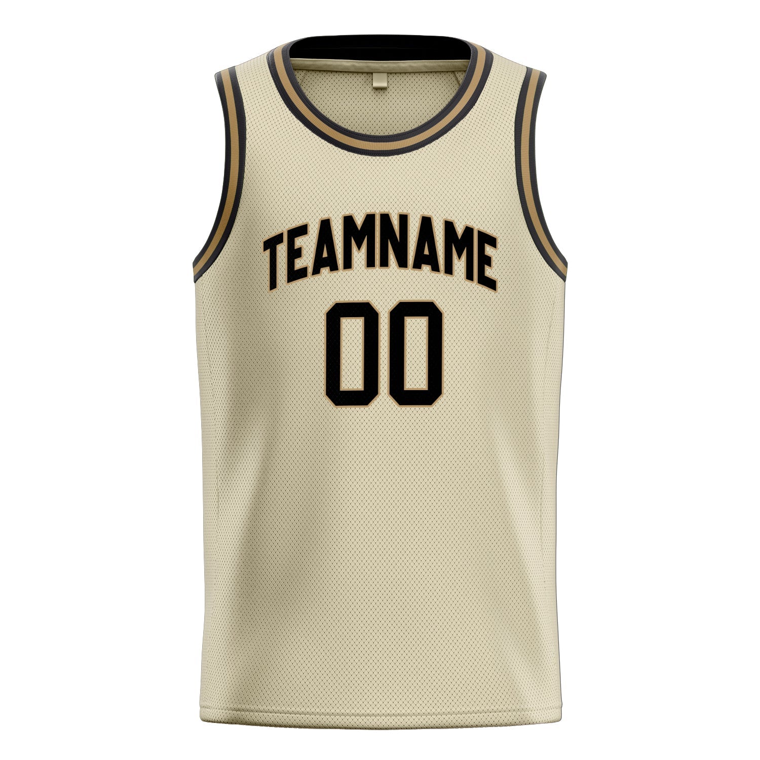 Custom Cream Black Solid-Color Basketball Jersey