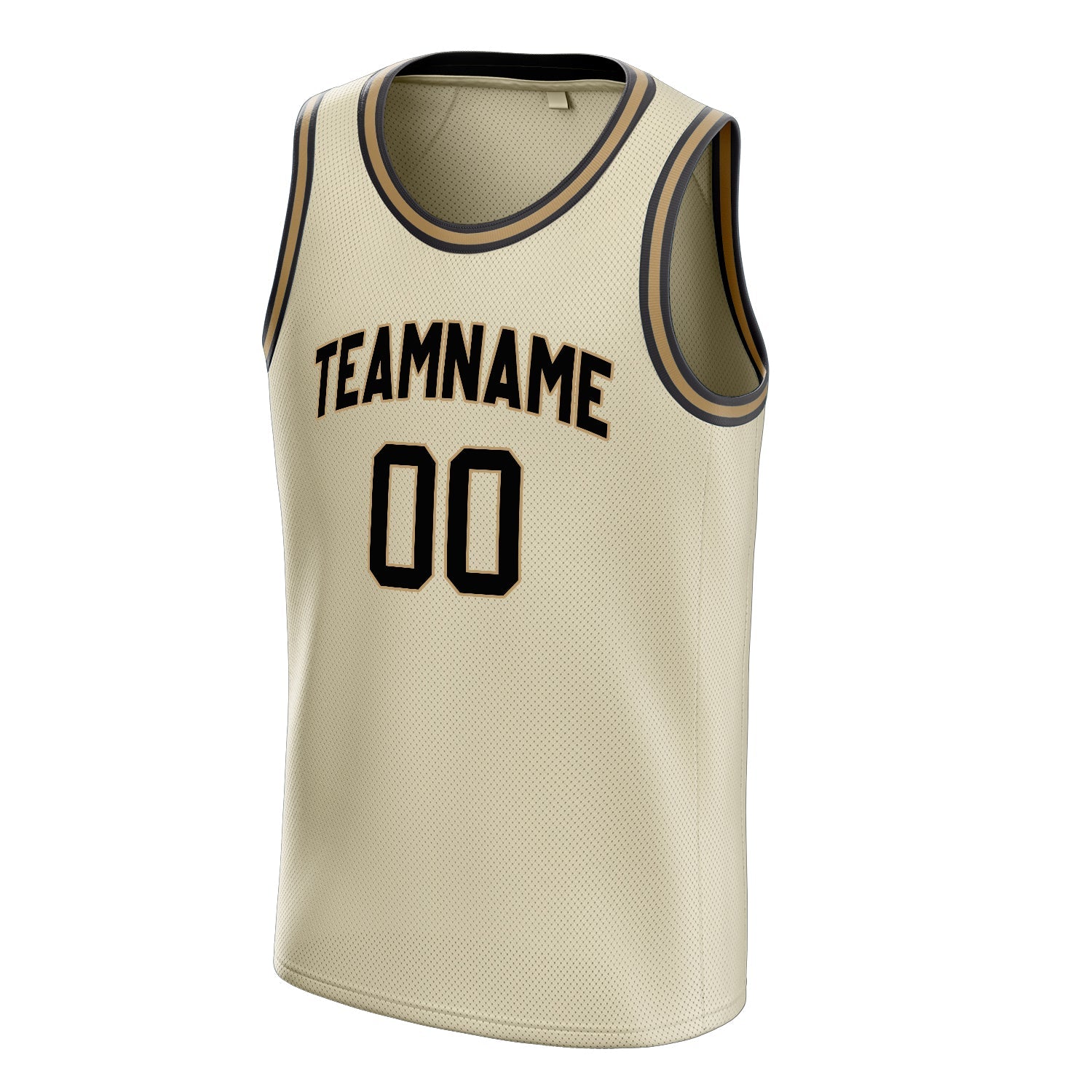 Custom Cream Black Solid-Color Basketball Jersey