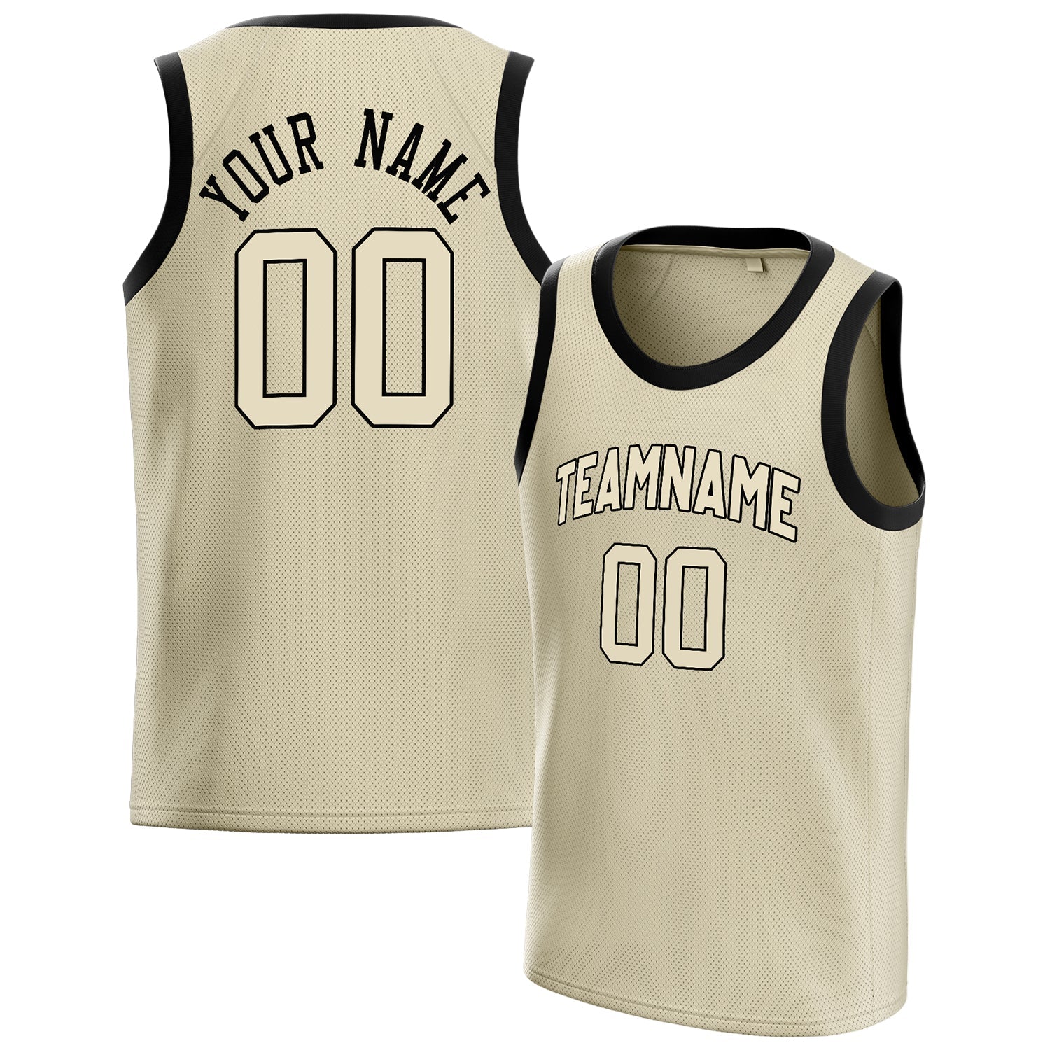 Custom Cream Black Solid-Color Basketball Jersey