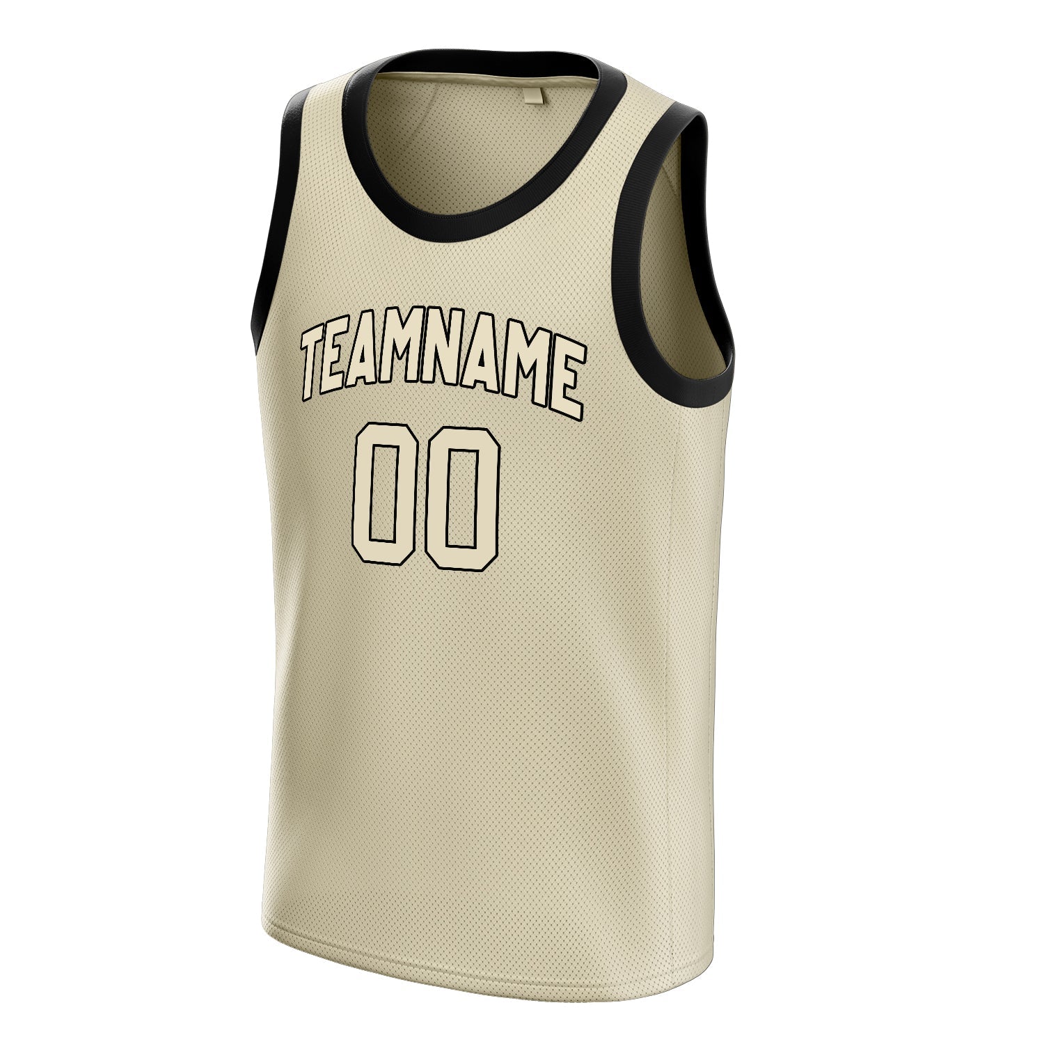 Custom Cream Black Solid-Color Basketball Jersey