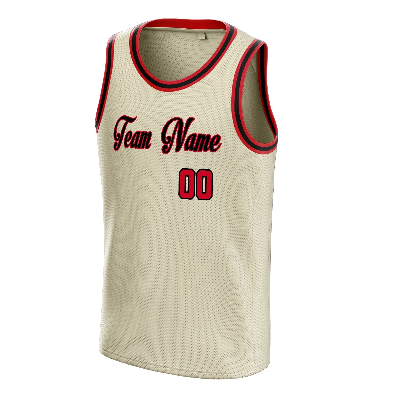 Custom Cream Red Solid-Color Basketball Jersey