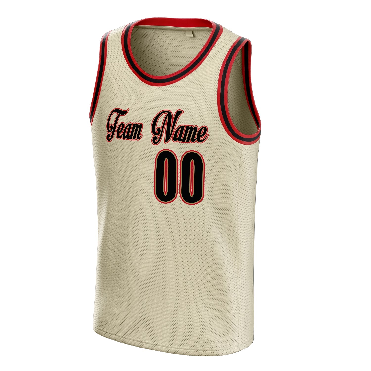 Custom Cream Black Solid-Color Basketball Jersey