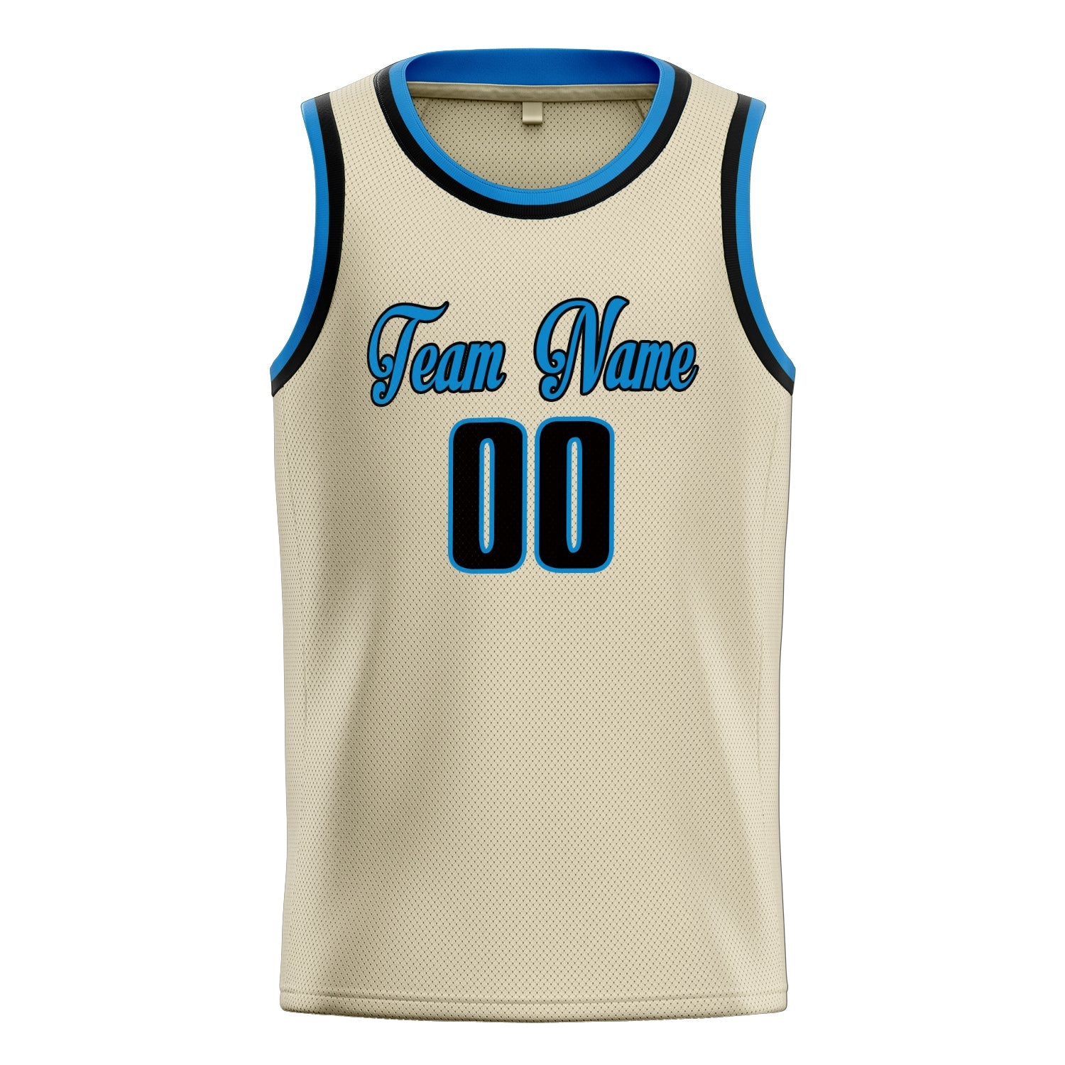 Custom Cream Blue Solid-Color Basketball Jersey