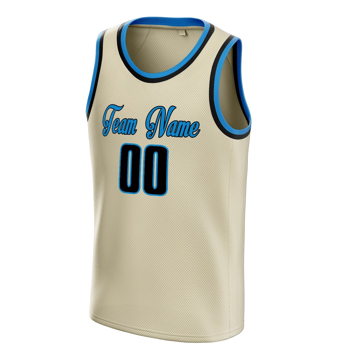 Custom Cream Blue Solid-Color Basketball Jersey