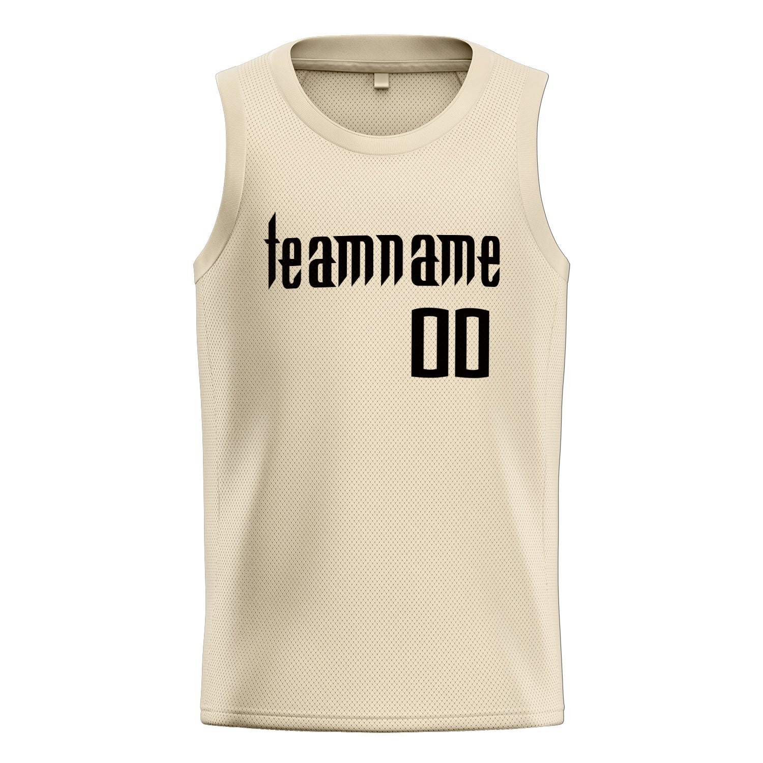 Custom Cream Black Solid-Color Basketball Jersey