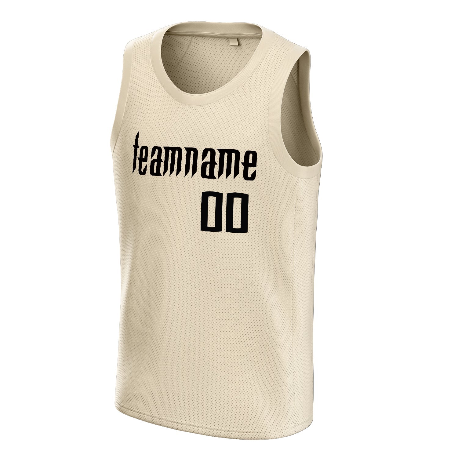 Custom Cream Black Solid-Color Basketball Jersey