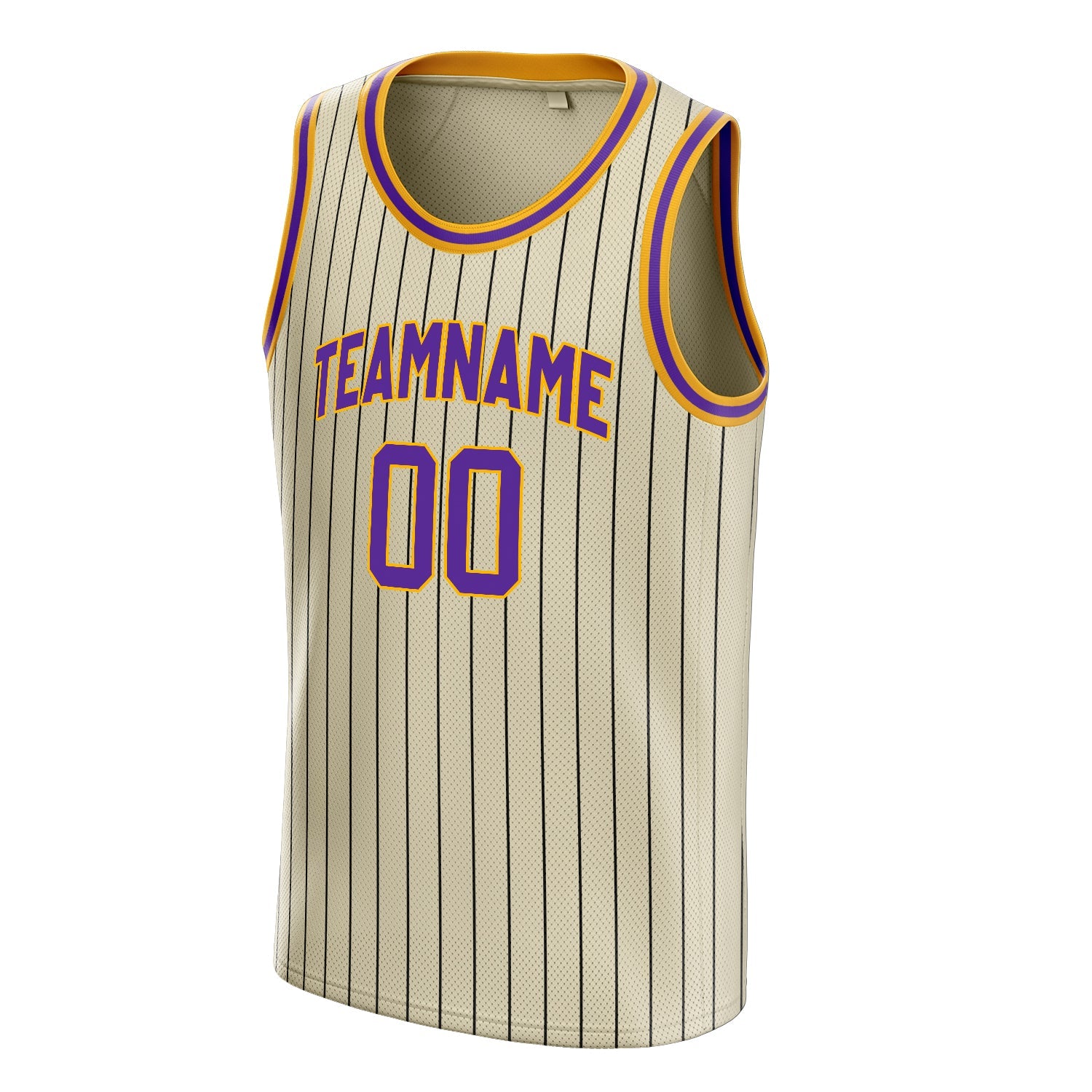Custom Cream Purple Black-Pinstripe Basketball Jersey