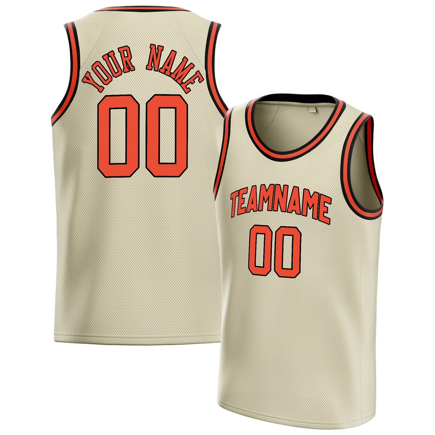 Custom Cream Orange Solid-Color Basketball Jersey