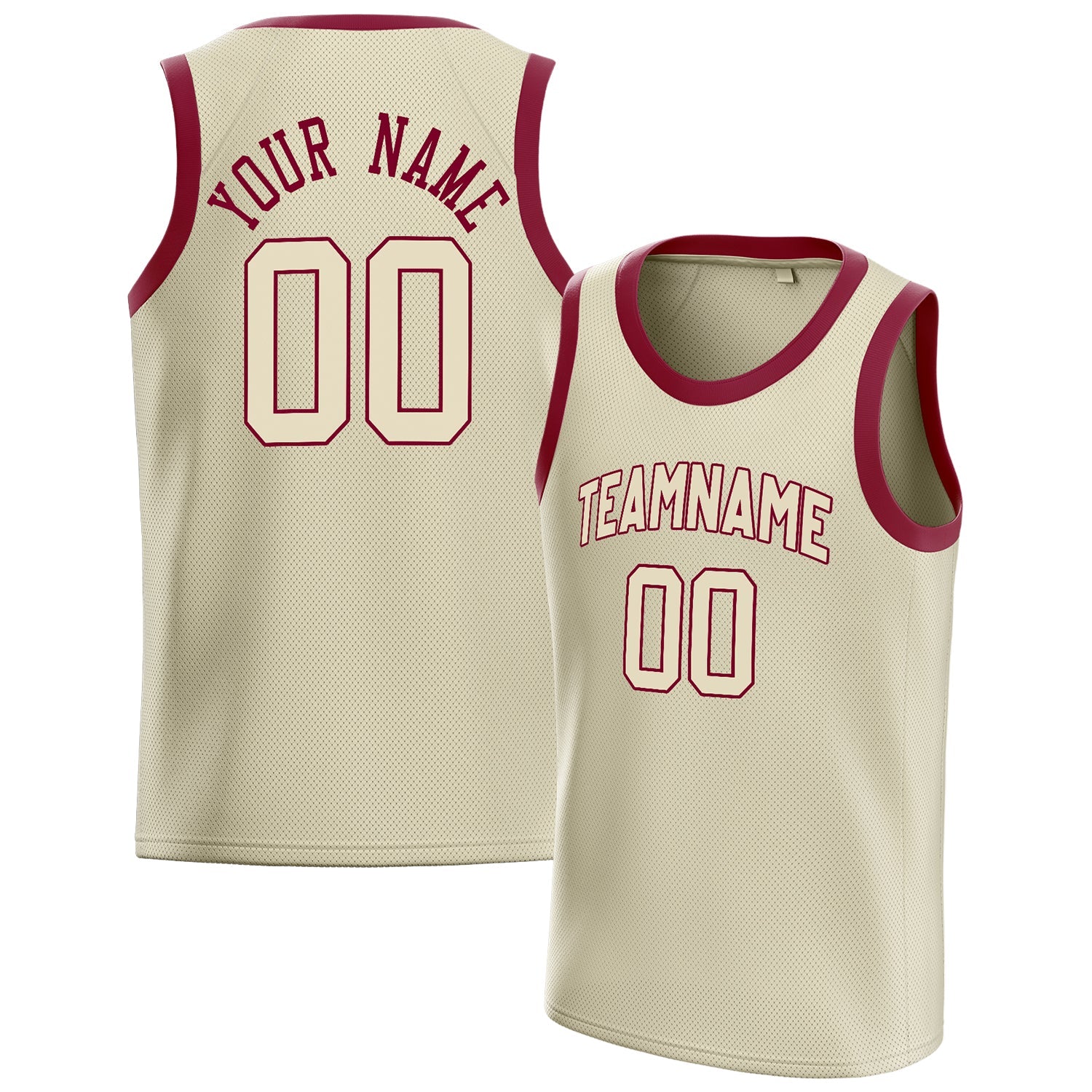 Custom Cream Maroon Solid-Color Basketball Jersey