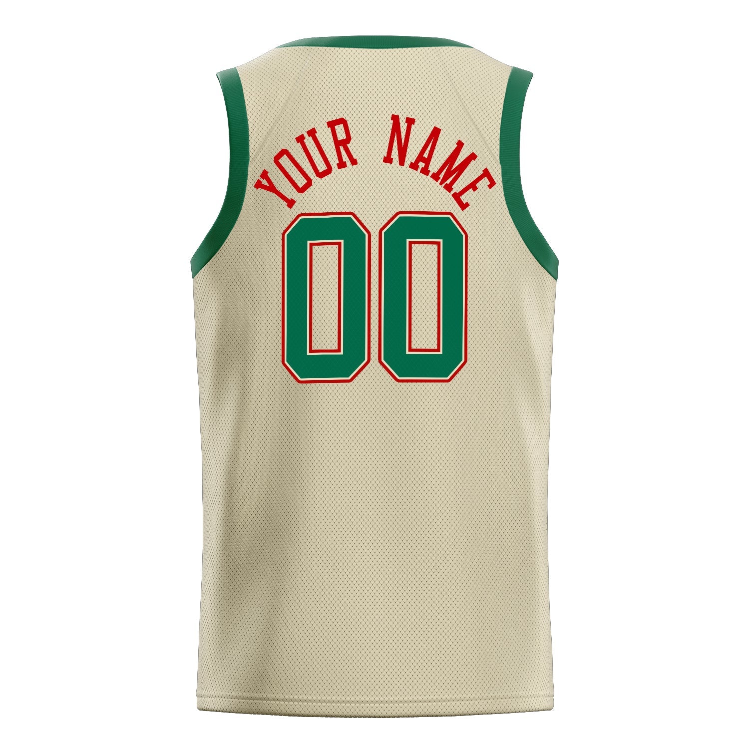 Custom Cream Kelly-Green Solid-Color Basketball Jersey