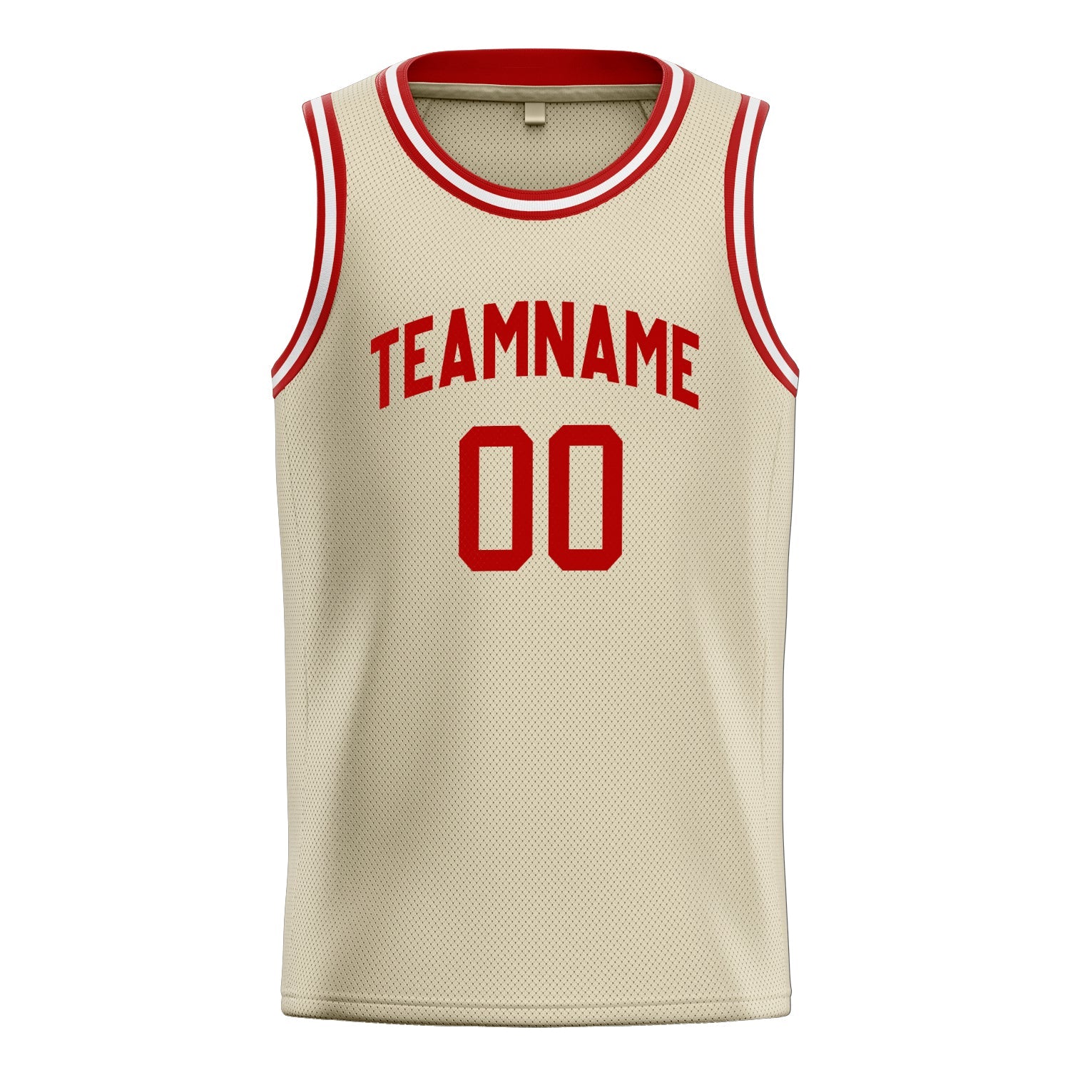 Custom Cream Red Solid-Color Basketball Jersey