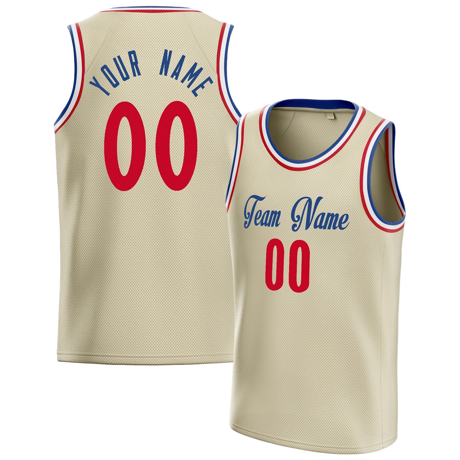 Custom Cream Red Solid-Color Basketball Jersey