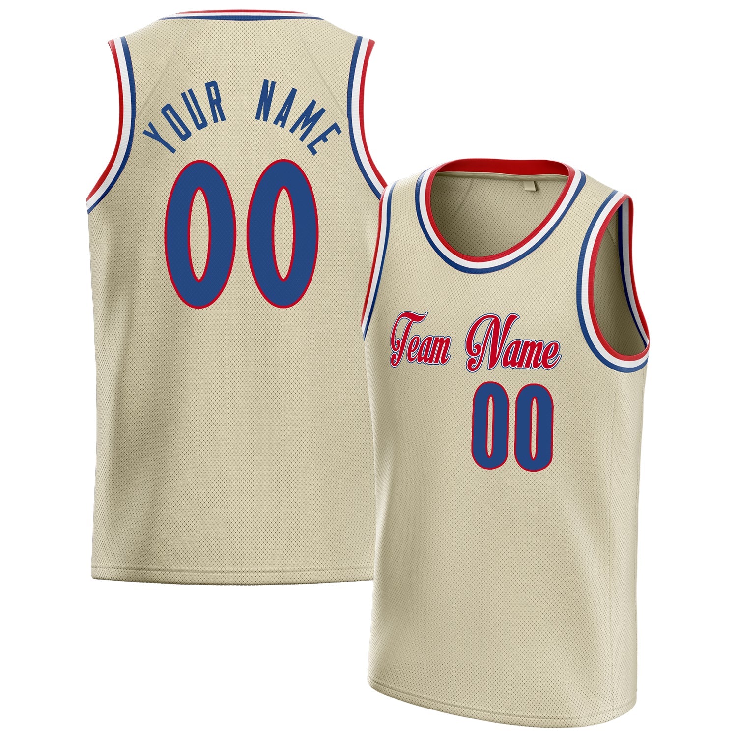 Custom Cream Royal Solid-Color Basketball Jersey
