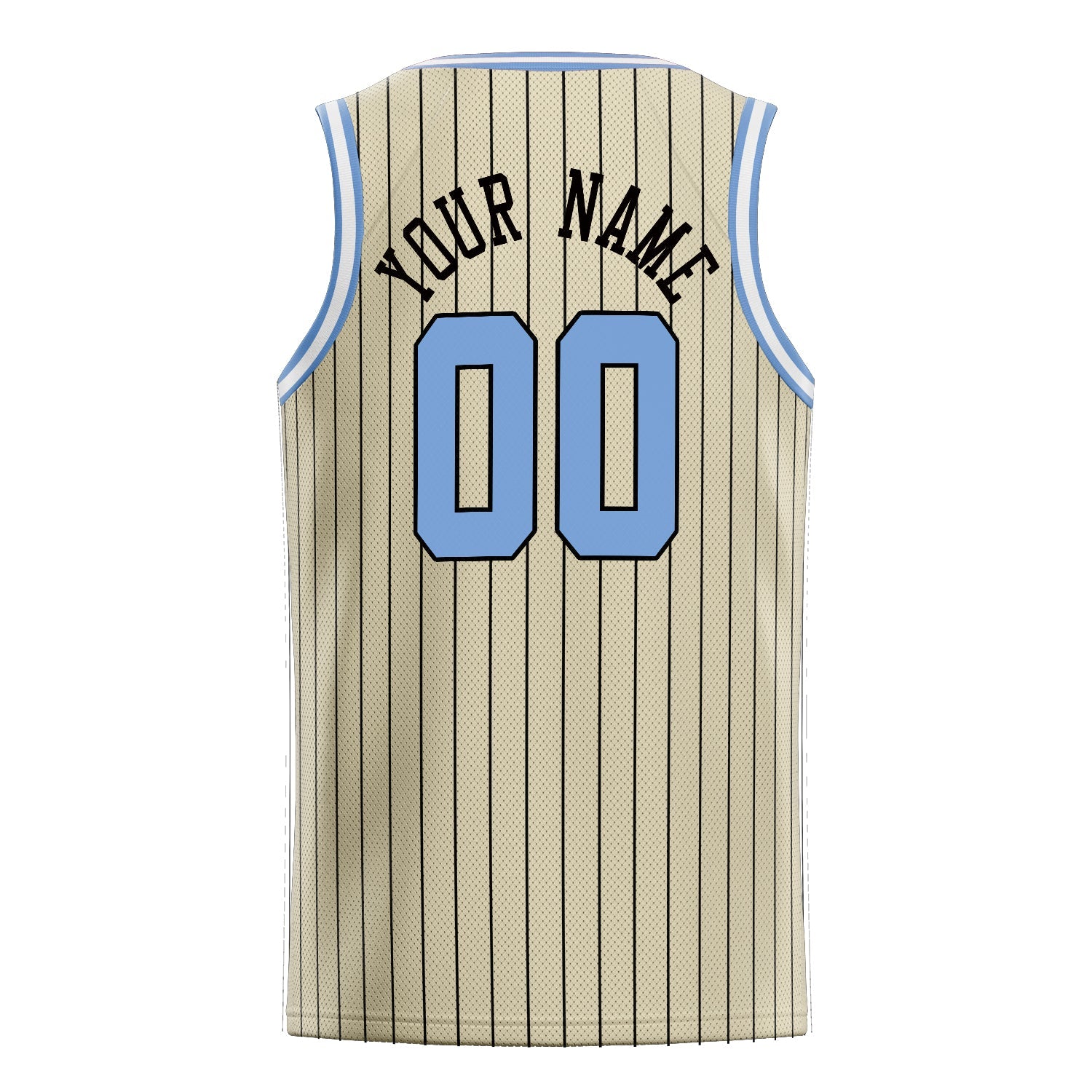 Custom Cream Light-Blue Black-Pinstripe Basketball Jersey
