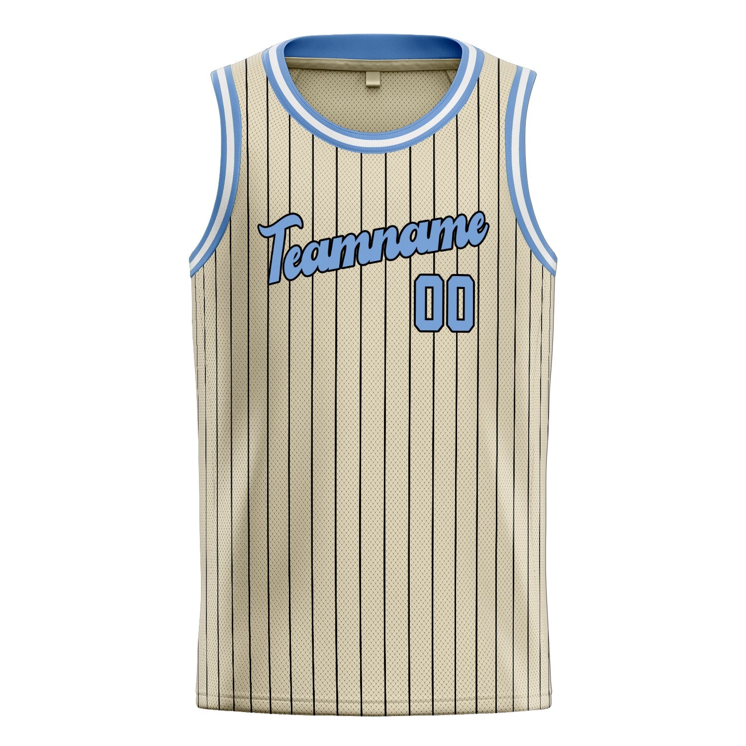 Custom Cream Light-Blue Black-Pinstripe Basketball Jersey