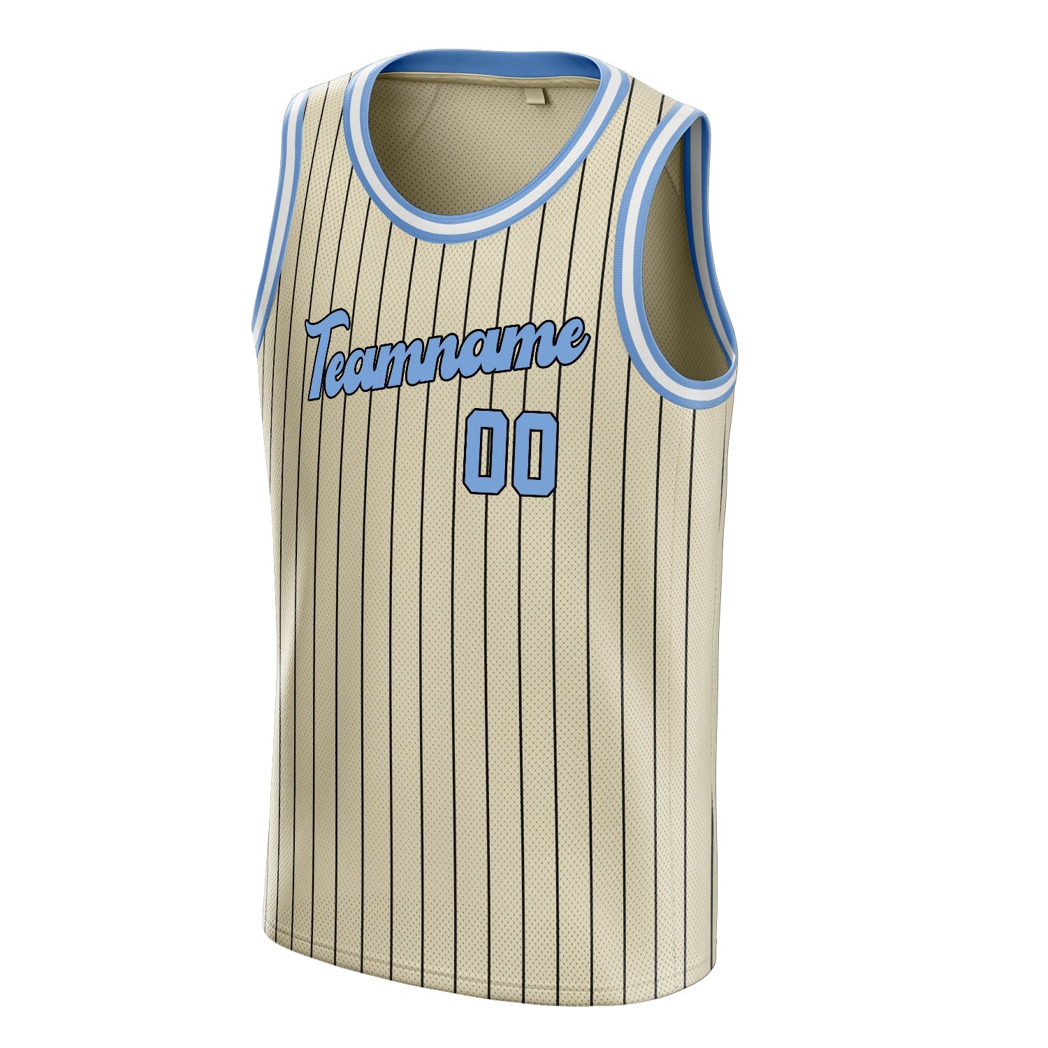 Custom Cream Light-Blue Black-Pinstripe Basketball Jersey