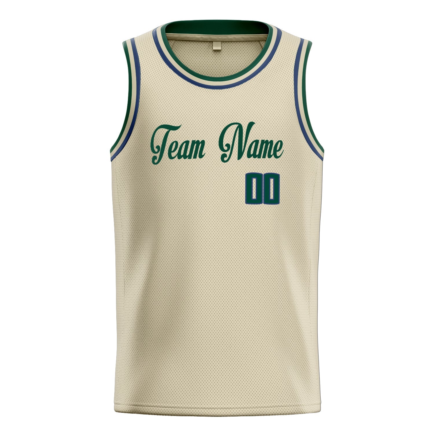 Custom Cream Kelly-Green Solid-Color Basketball Jersey