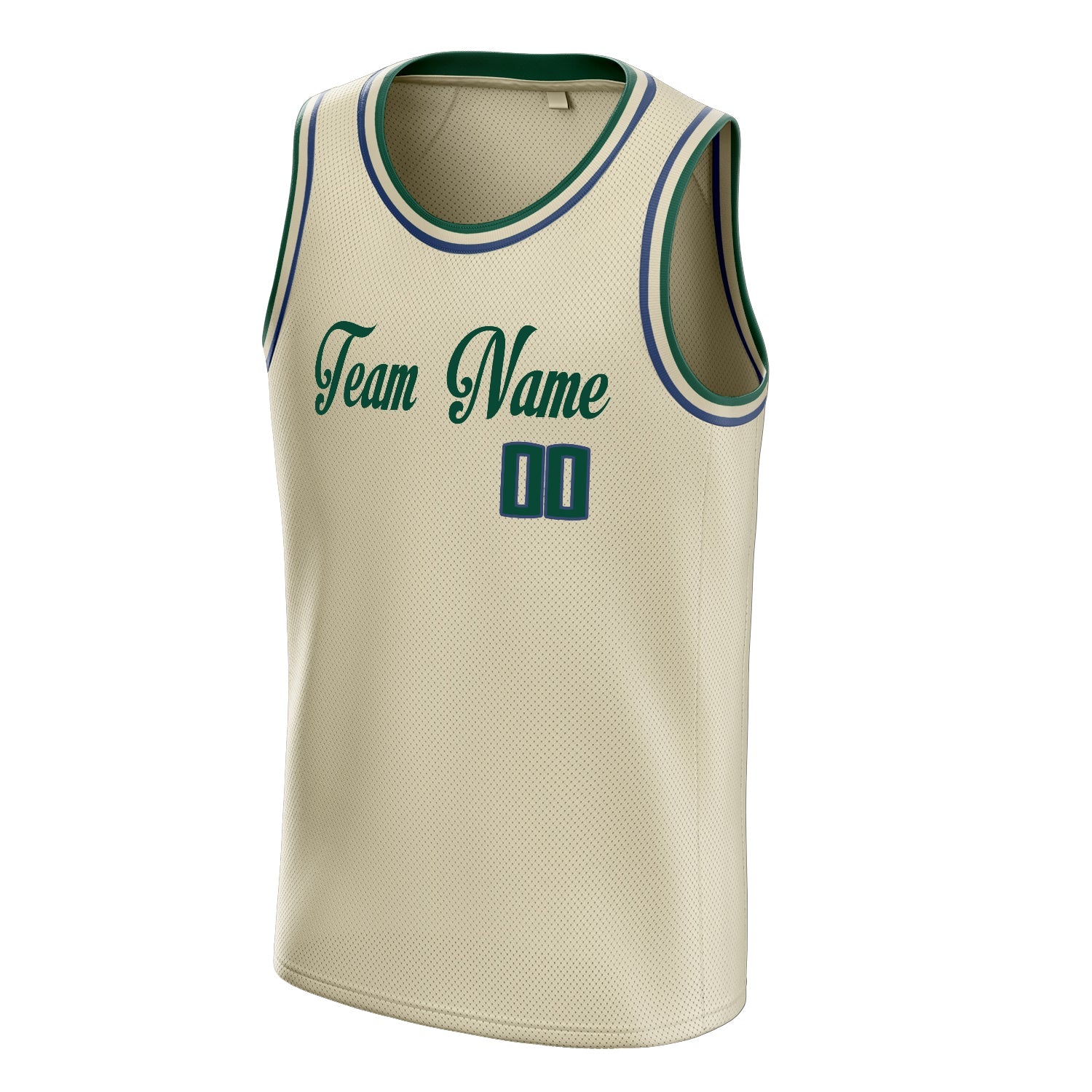 Custom Cream Kelly-Green Solid-Color Basketball Jersey