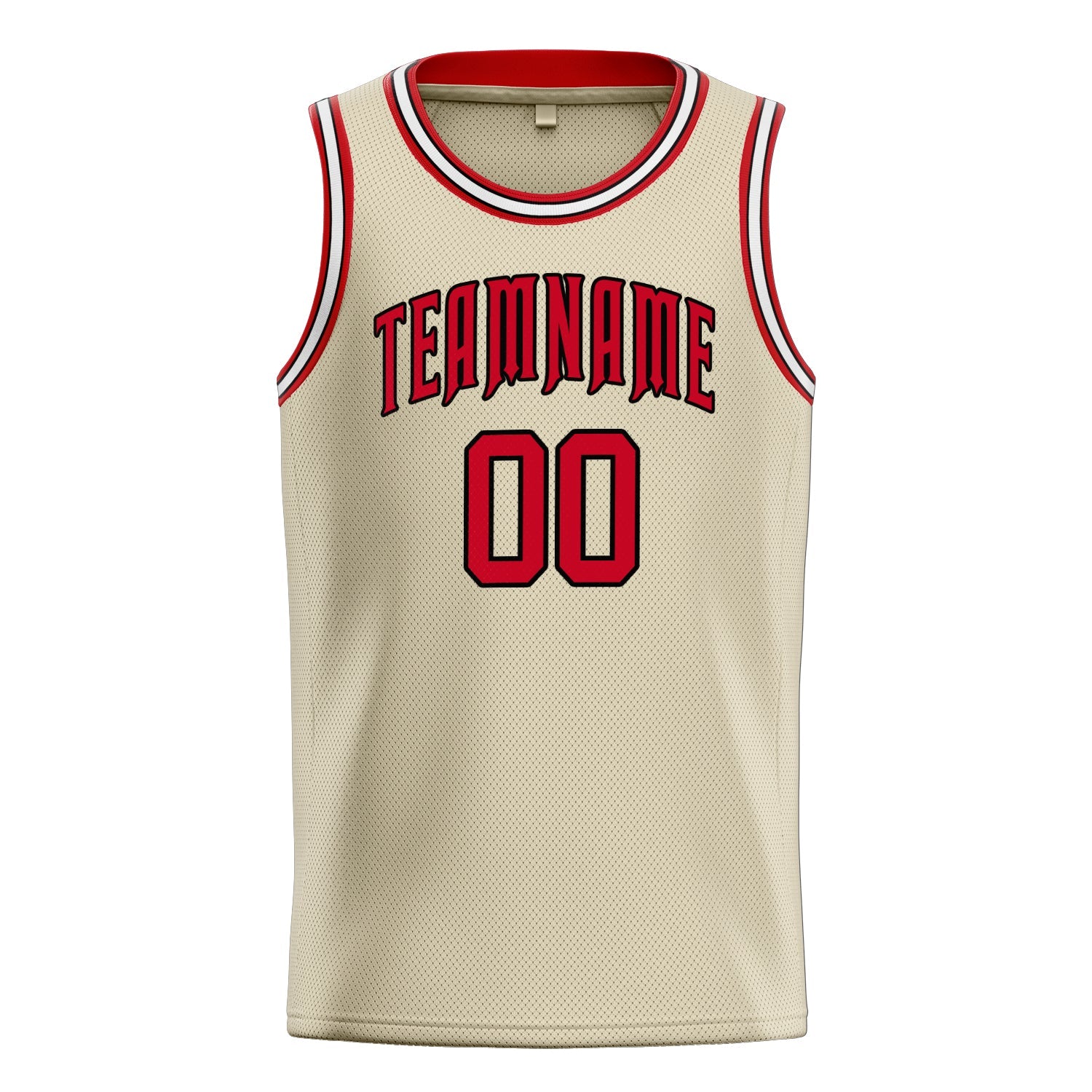 Custom Cream Red Solid-Color Basketball Jersey