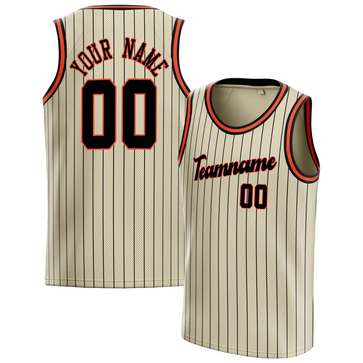 Custom Cream Black Black-Pinstripe Basketball Jersey