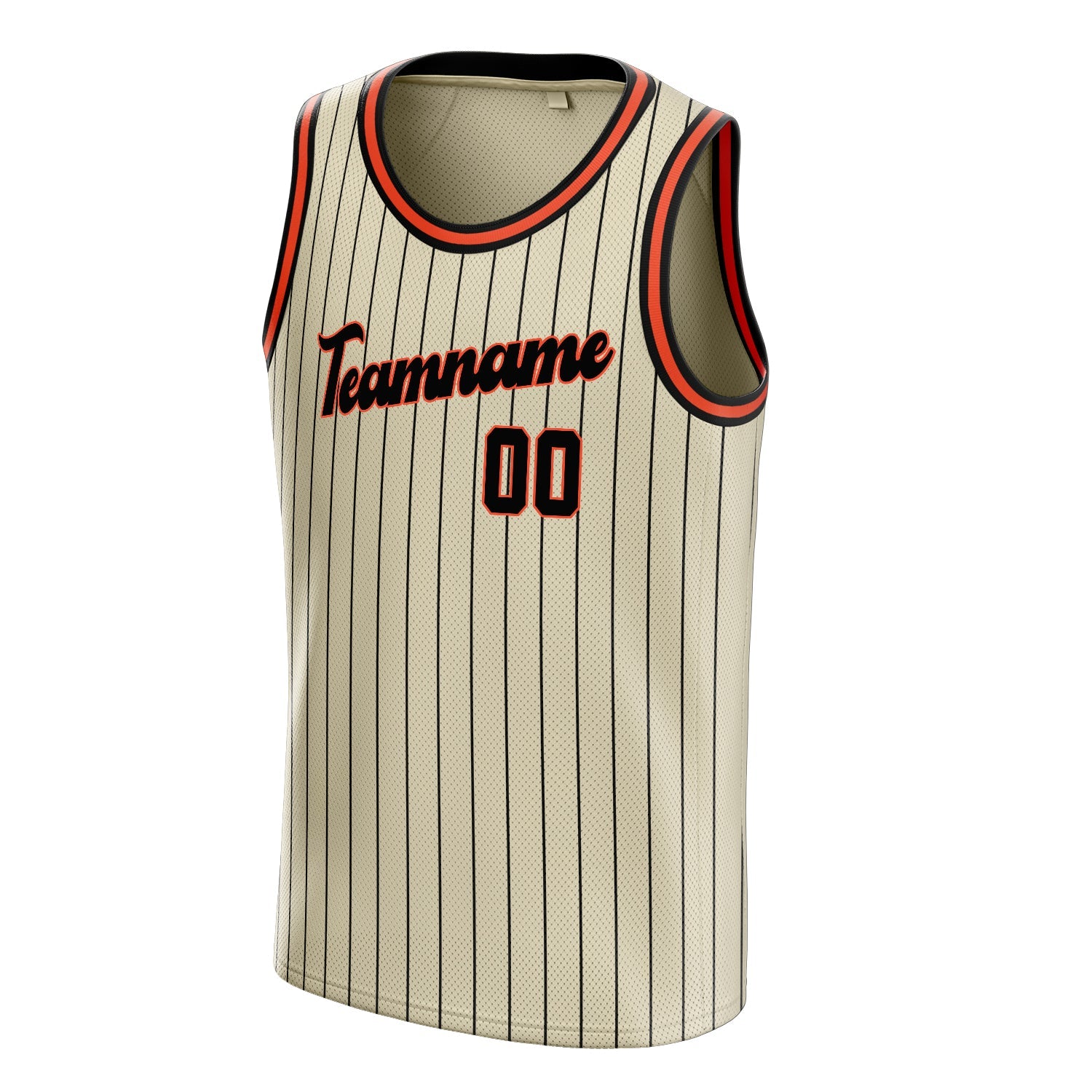 Custom Cream Black Black-Pinstripe Basketball Jersey