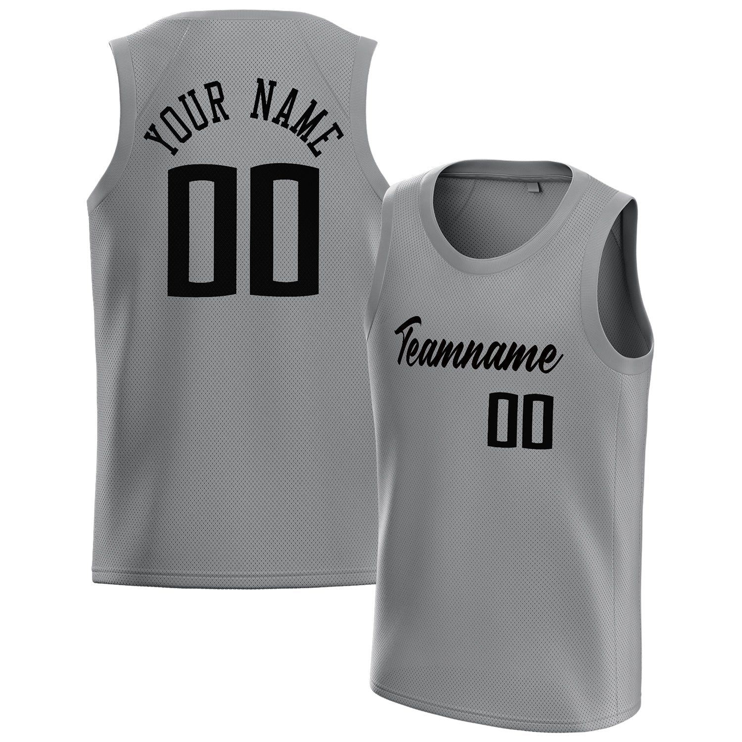 Custom Gray Black Solid-Color Basketball Jersey