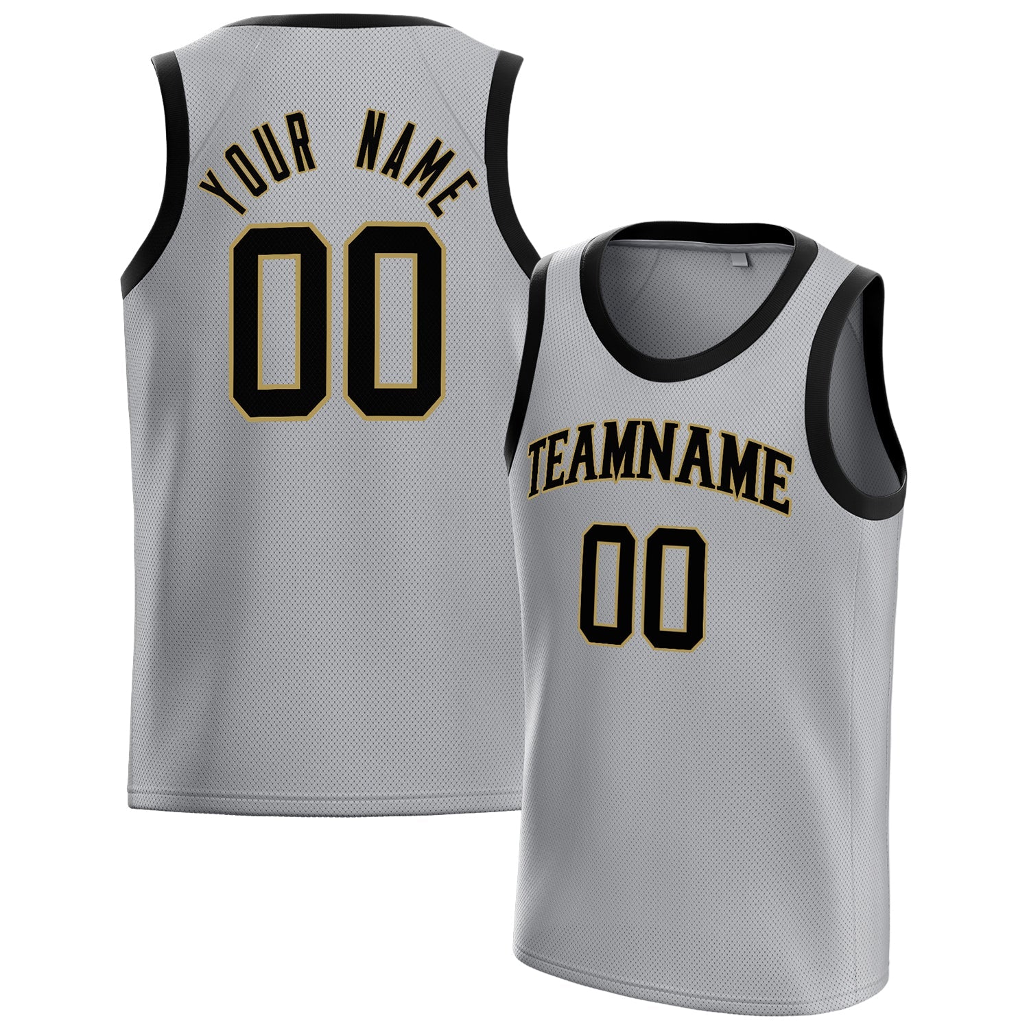 Custom Gray Black Solid-Color Basketball Jersey