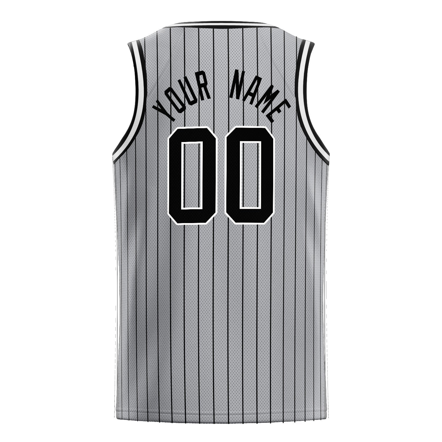 Custom Gray Black Black-Pinstripe Basketball Jersey