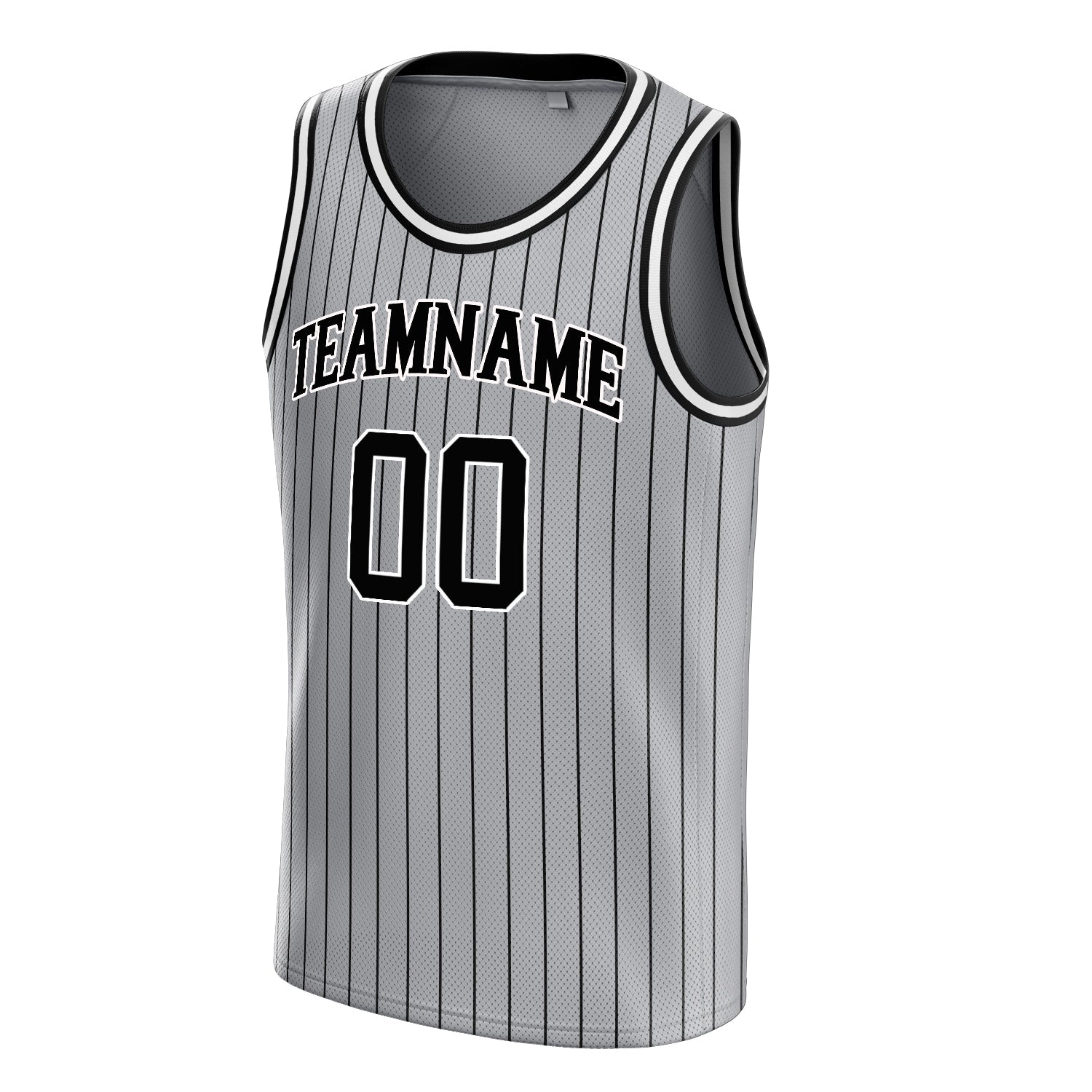 Custom Gray Black Black-Pinstripe Basketball Jersey
