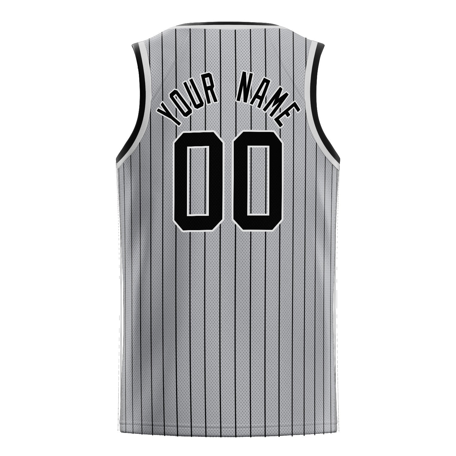 Custom Gray Black Black-Pinstripe Basketball Jersey