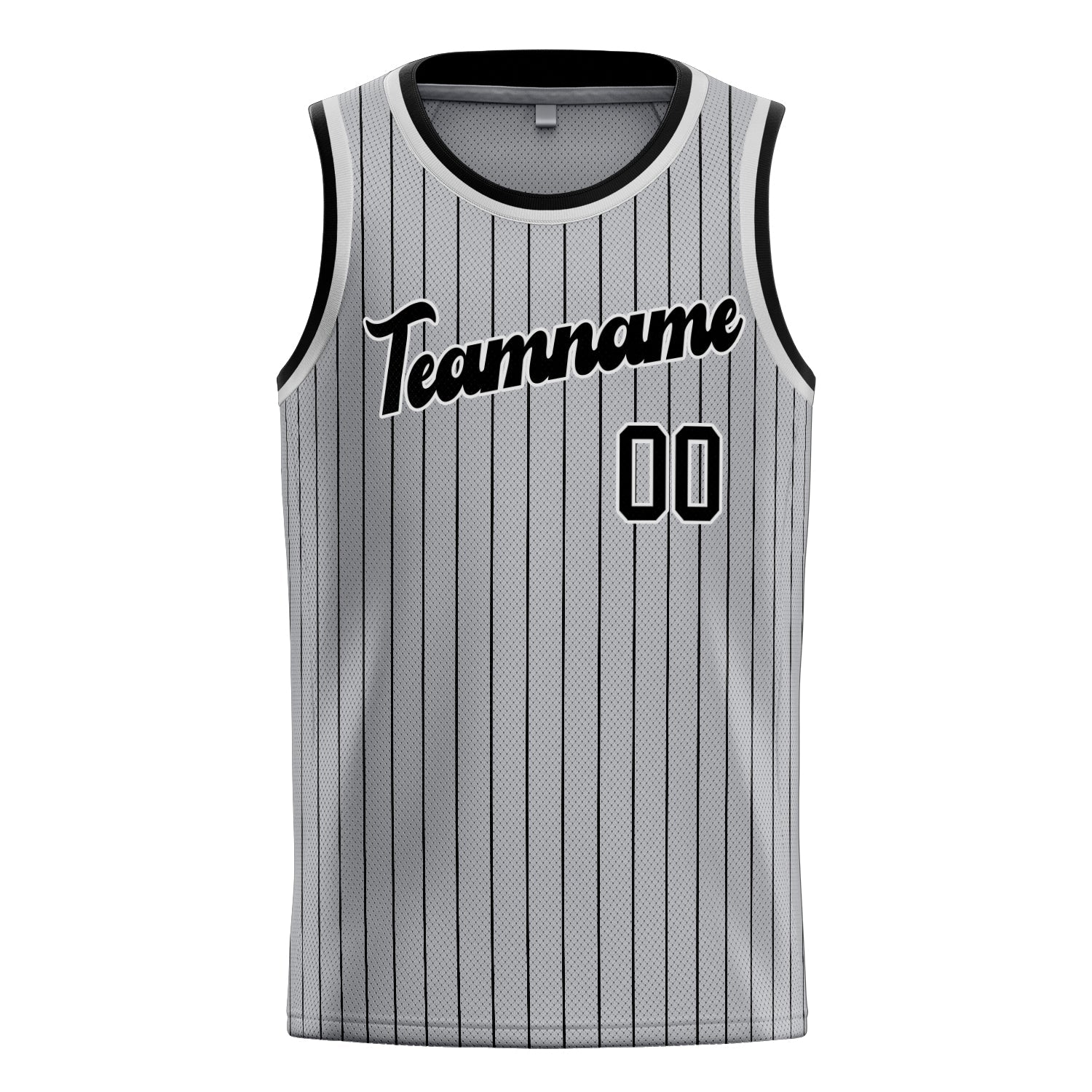 Custom Gray Black Black-Pinstripe Basketball Jersey