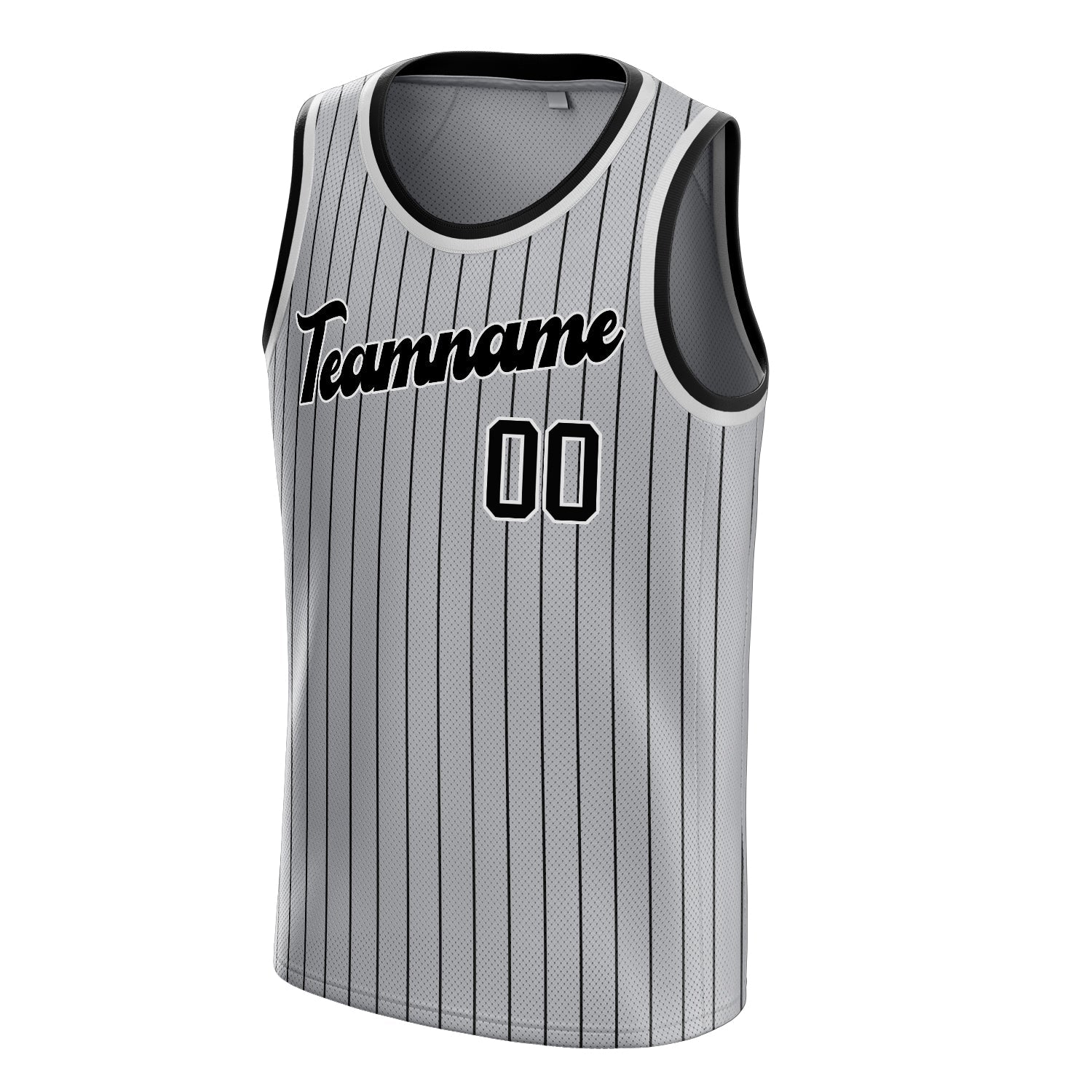 Custom Gray Black Black-Pinstripe Basketball Jersey