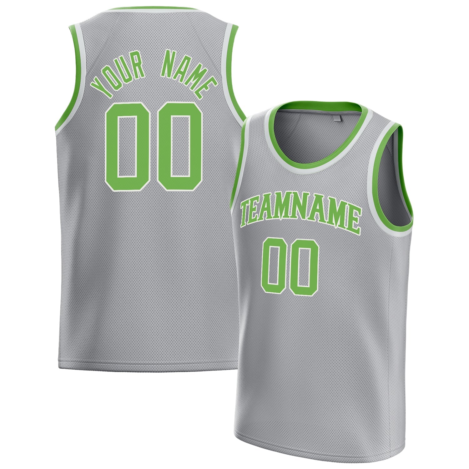 Custom Gray Neon-Green Solid-Color Basketball Jersey
