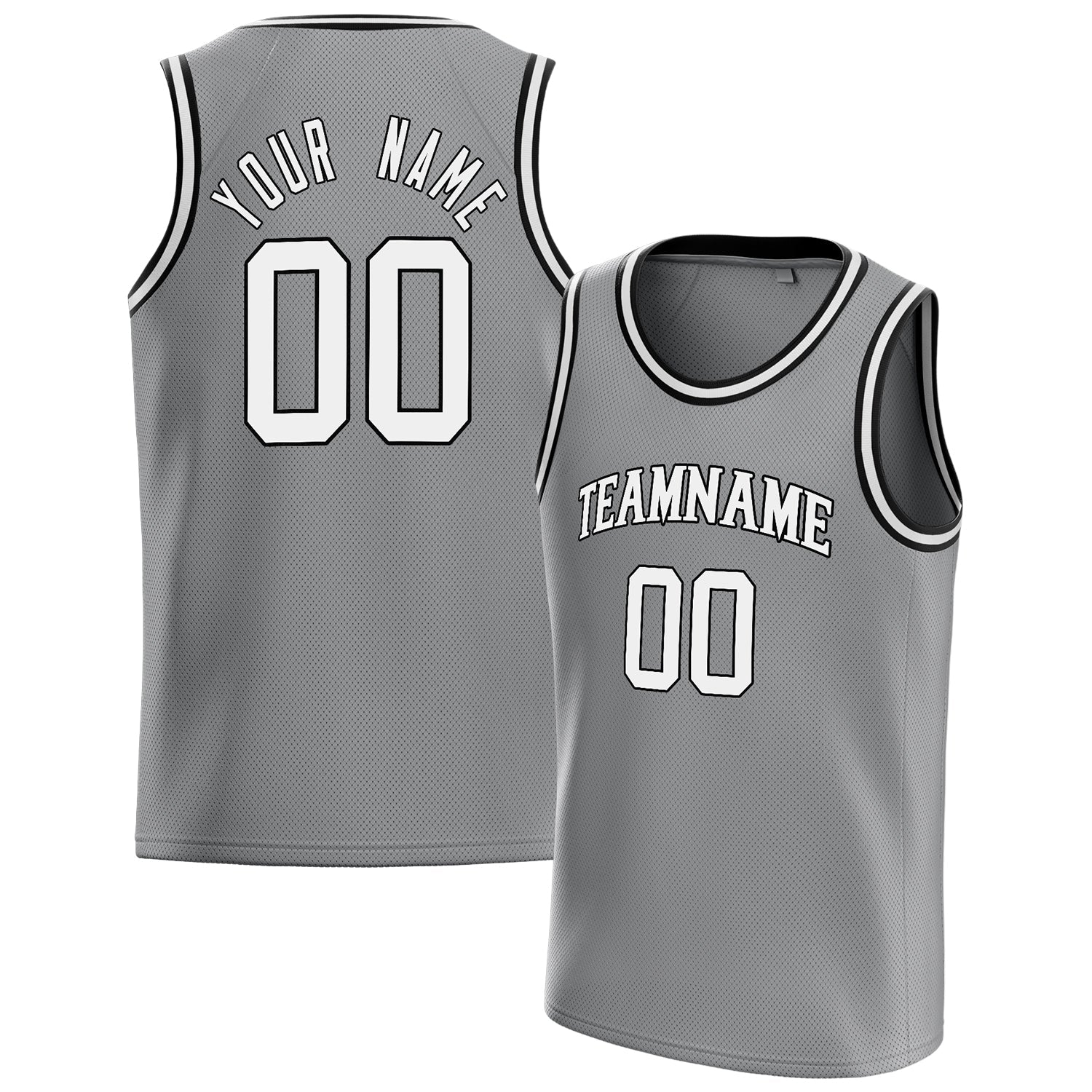 Custom Gray White Solid-Color Basketball Jersey