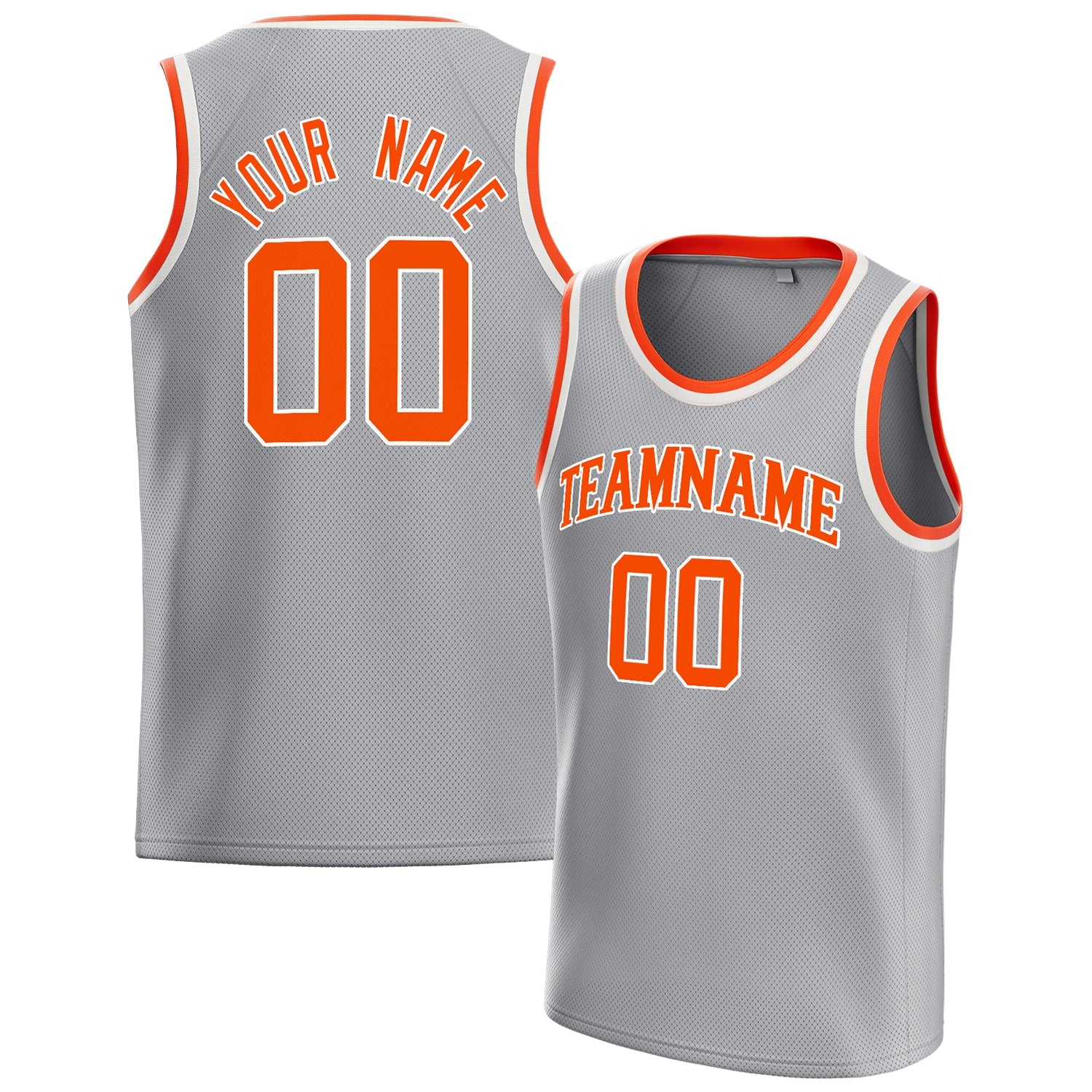 Custom Gray Orange Solid-Color Basketball Jersey