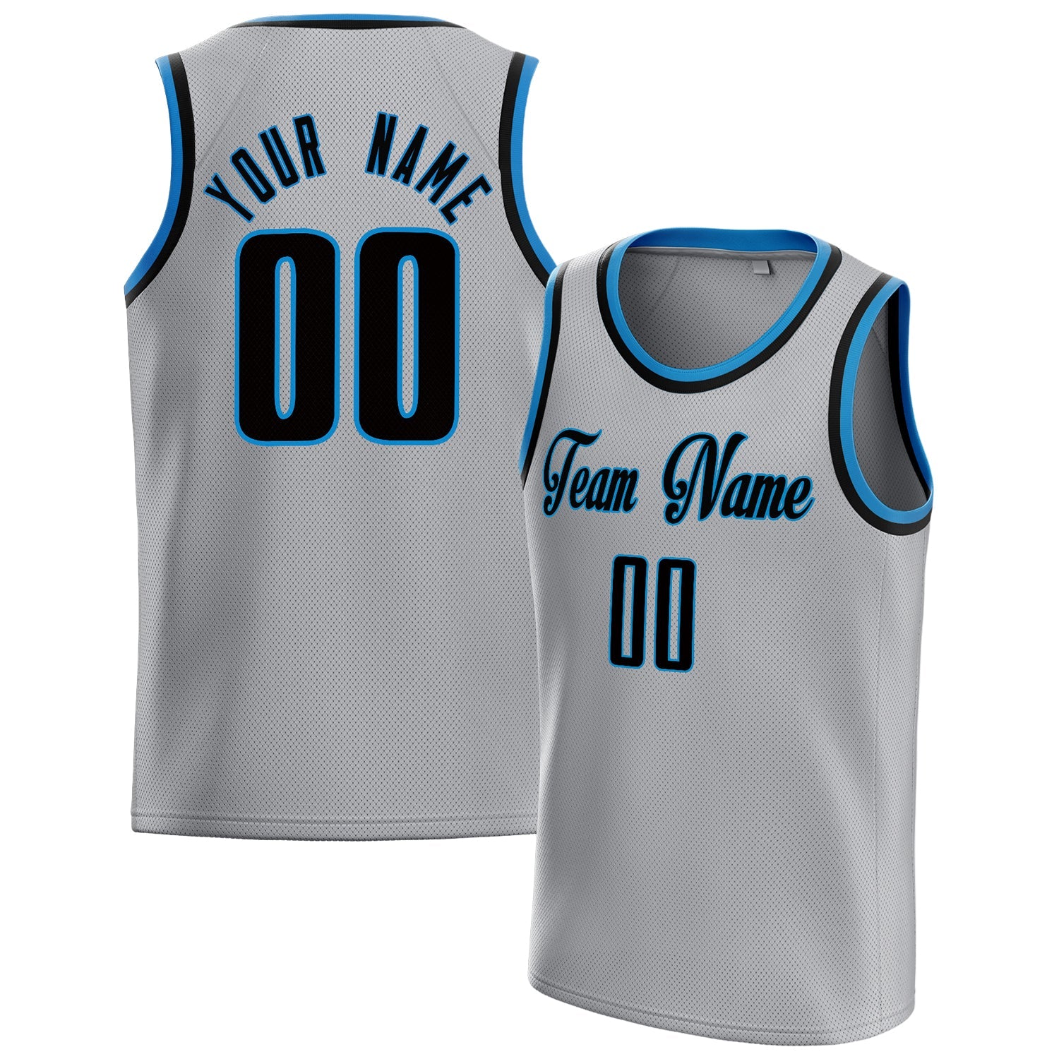 Custom Gray Navy Solid-Color Basketball Jersey