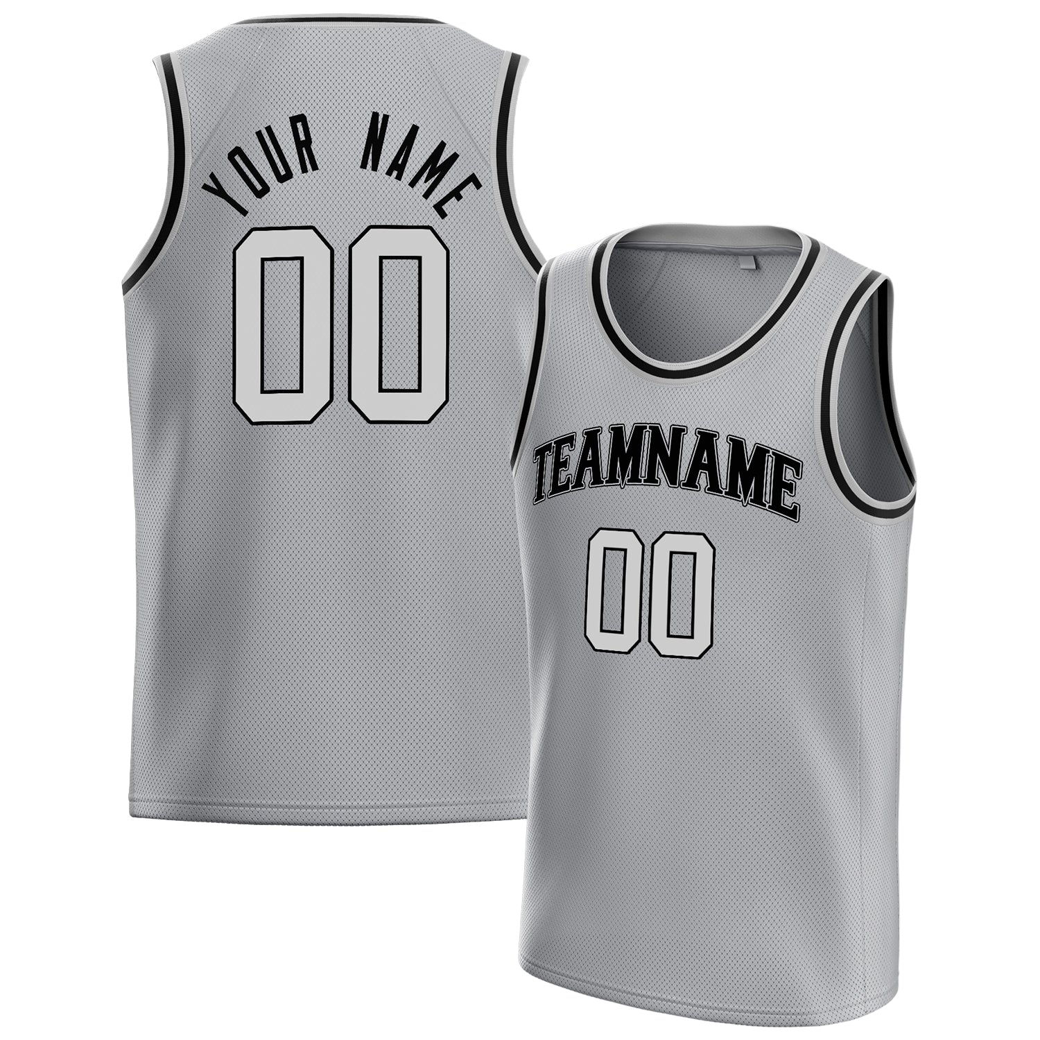 Custom Gray Black Solid-Color Basketball Jersey