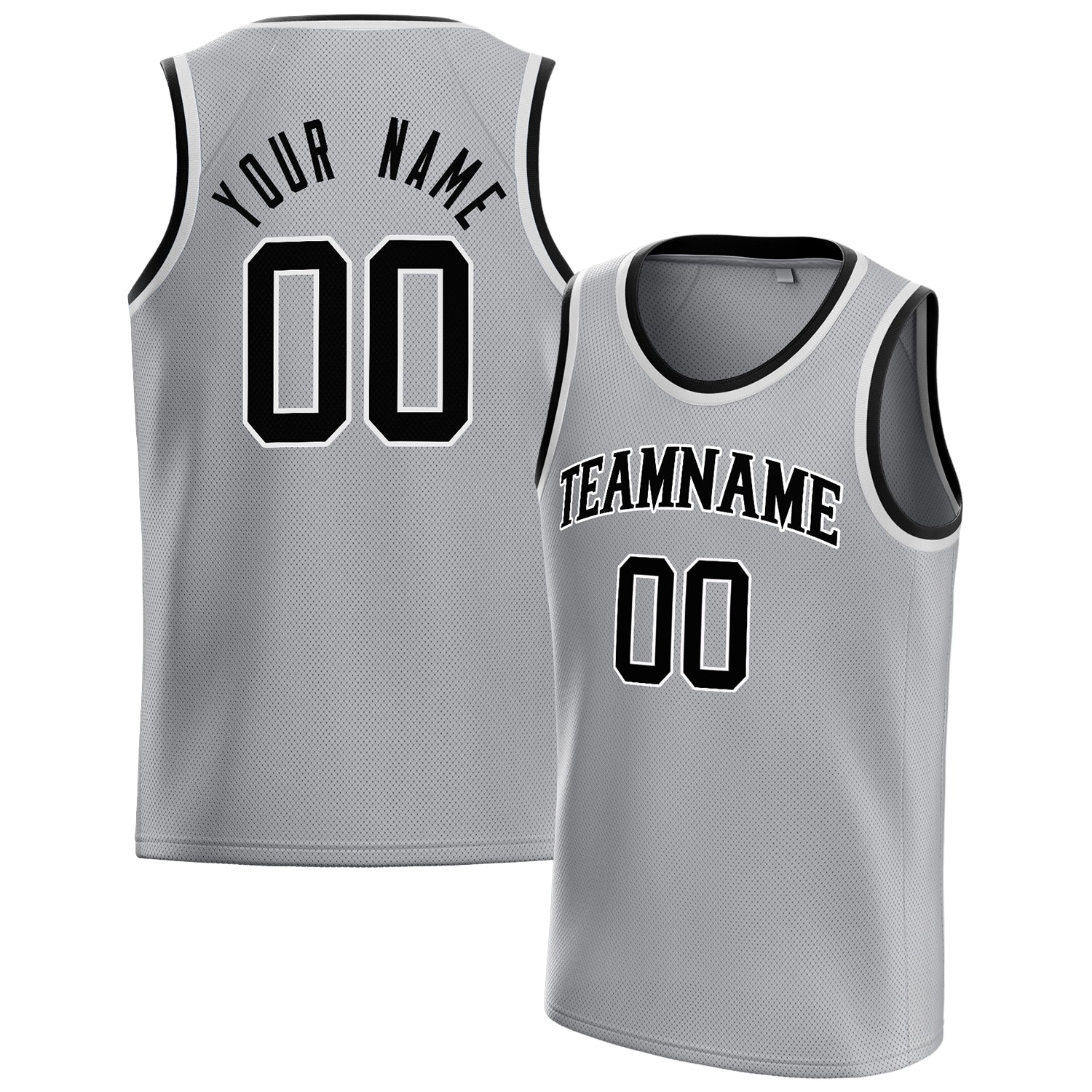 Custom Gray Black Solid-Color Basketball Jersey