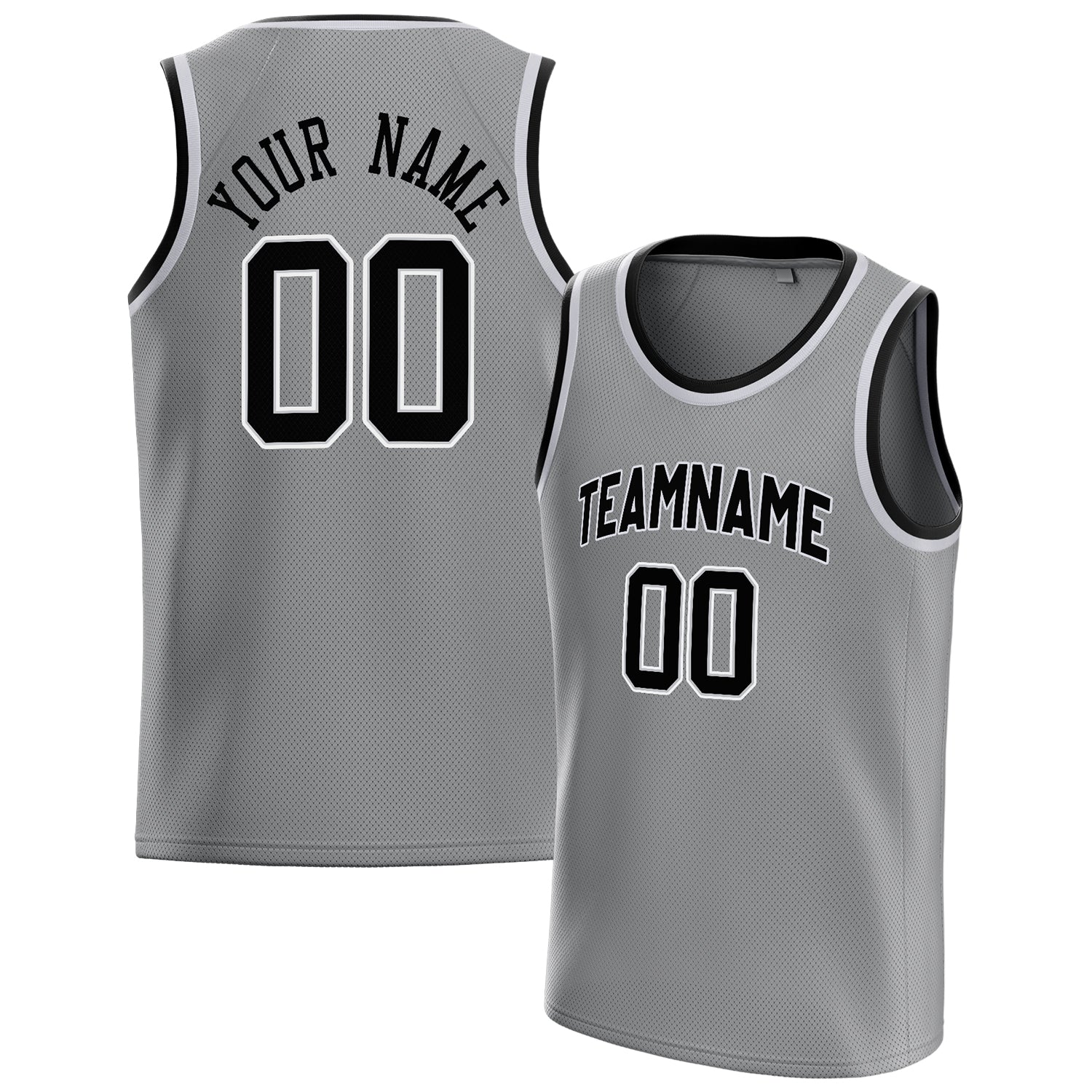 Custom Gray Black Solid-Color Basketball Jersey