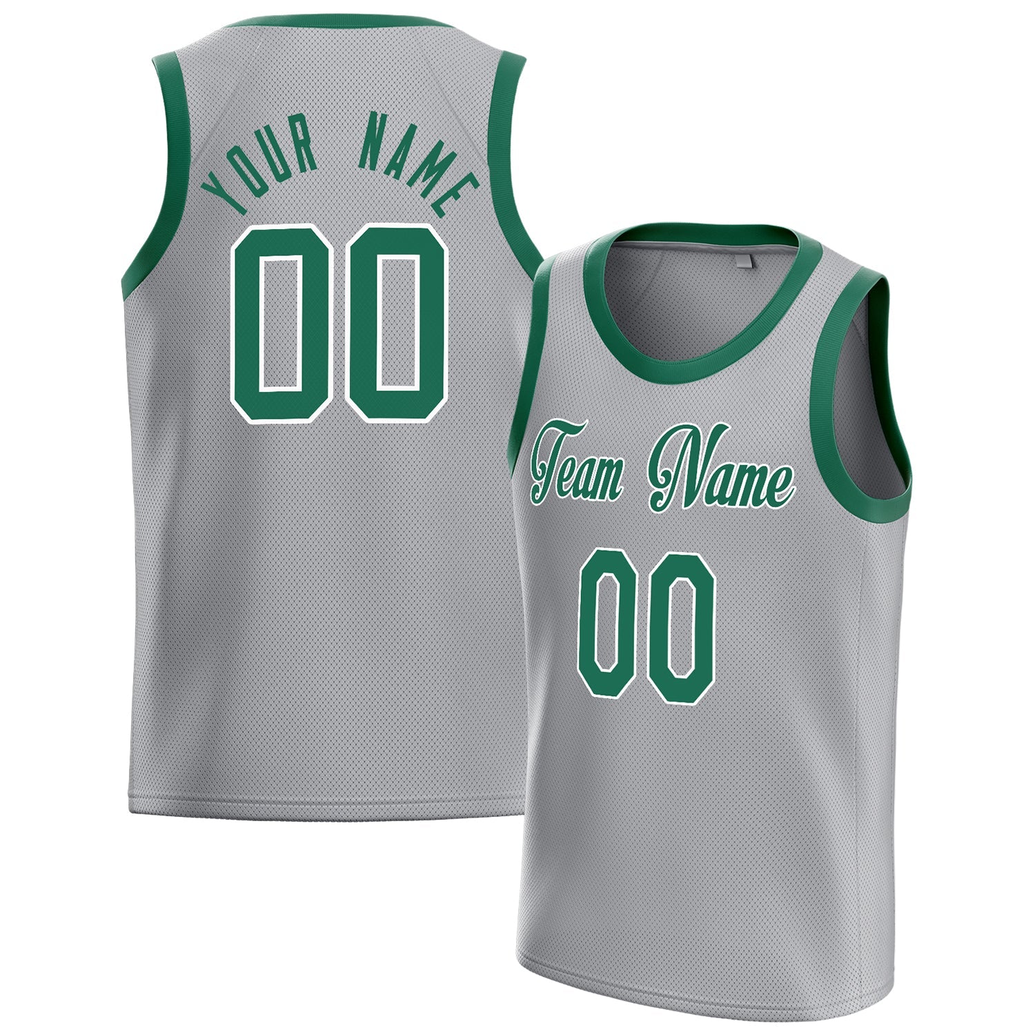 Custom Gray Kelly-Green Solid-Color Basketball Jersey