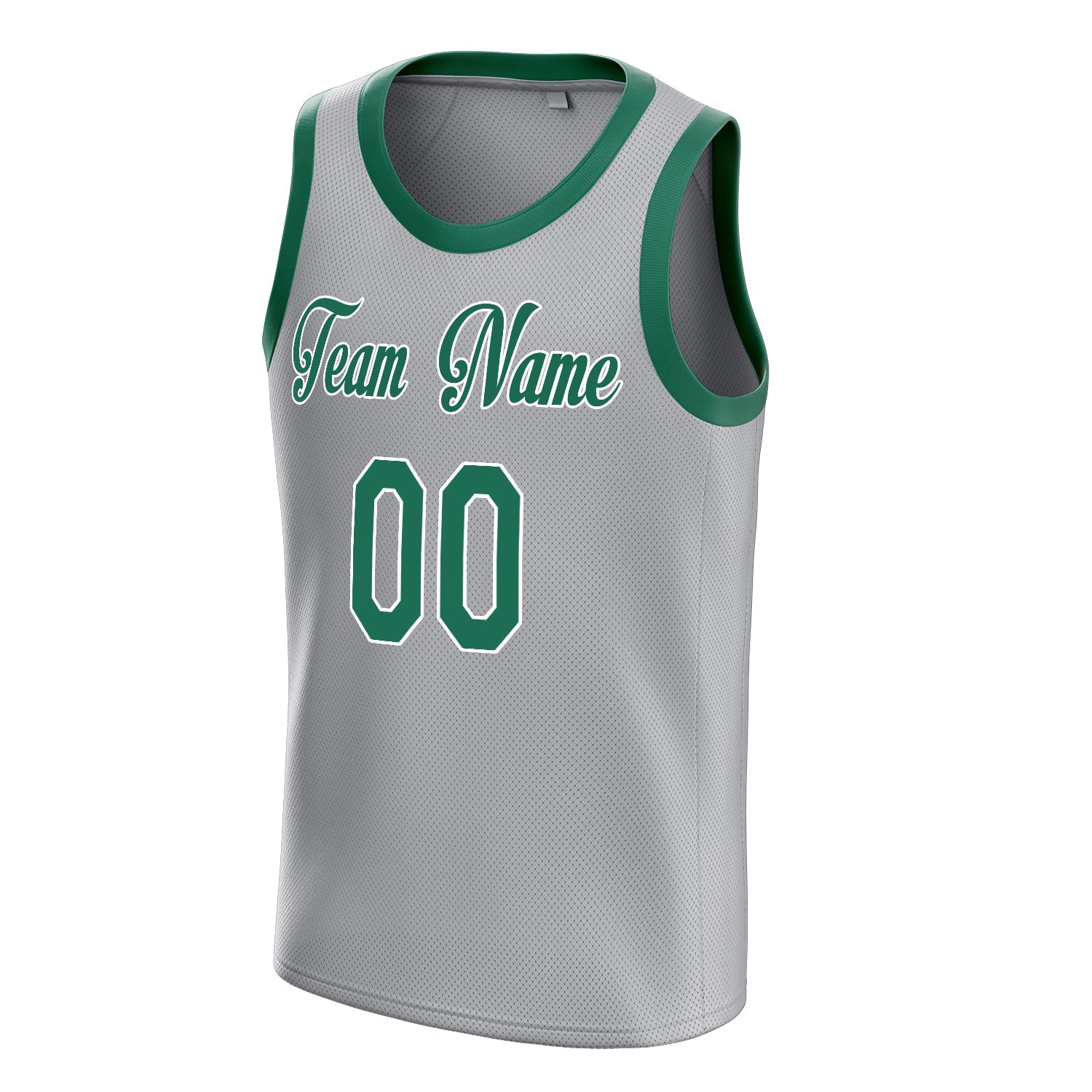 Custom Gray Kelly-Green Solid-Color Basketball Jersey